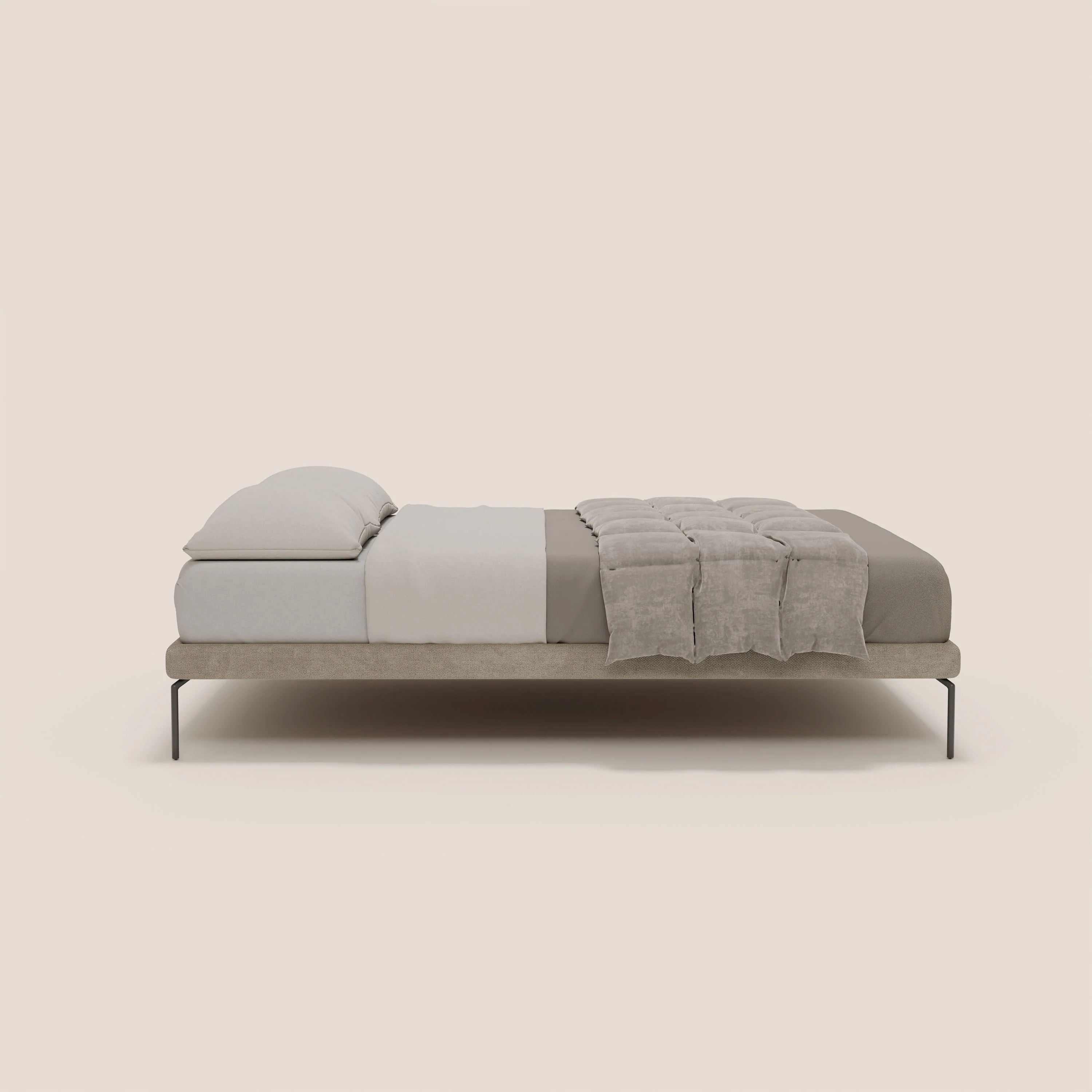 Ring sommier déhoussable avec pieds H 24cm en tissu imperméable T14 Taupe tortora - Image 3