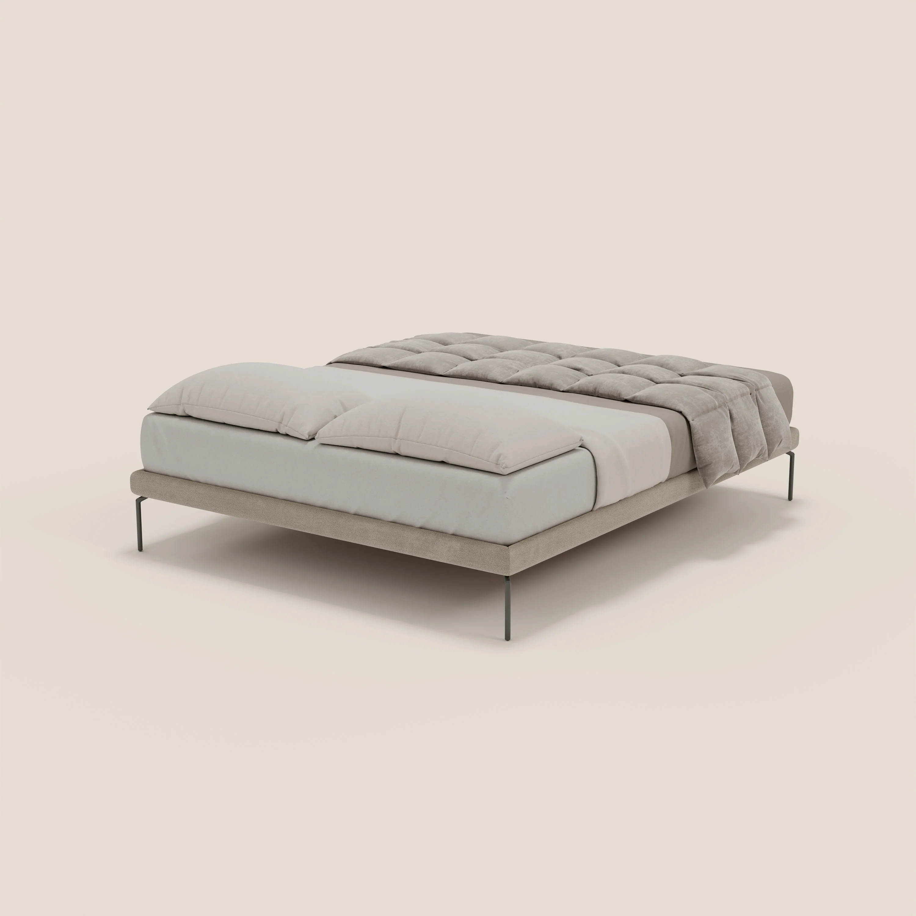 Ring sommier déhoussable avec pieds H 24cm en tissu imperméable T14 Taupe tortora - Image 4