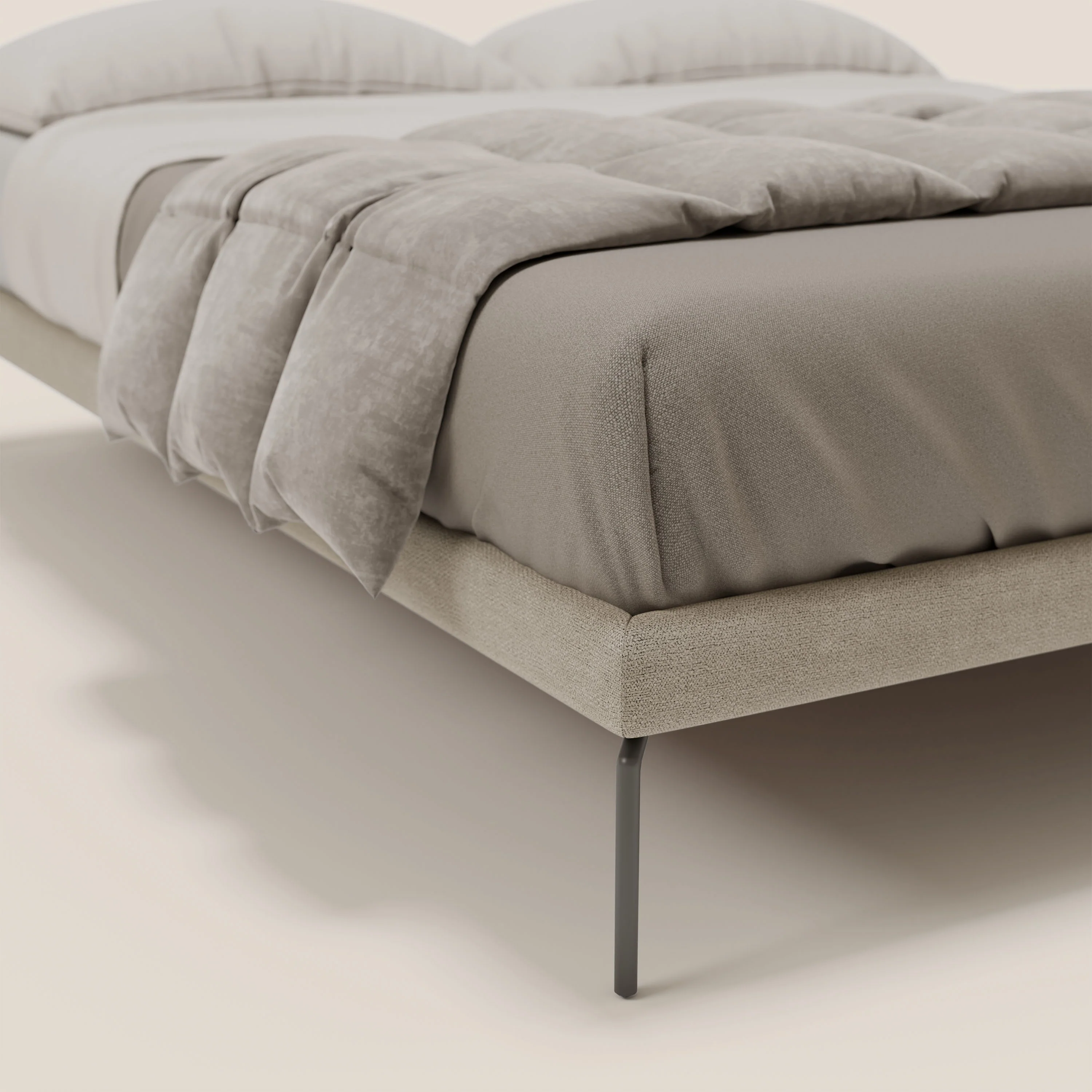 Ring sommier déhoussable avec pieds H 24cm en tissu imperméable T14 Taupe tortora - Image 5