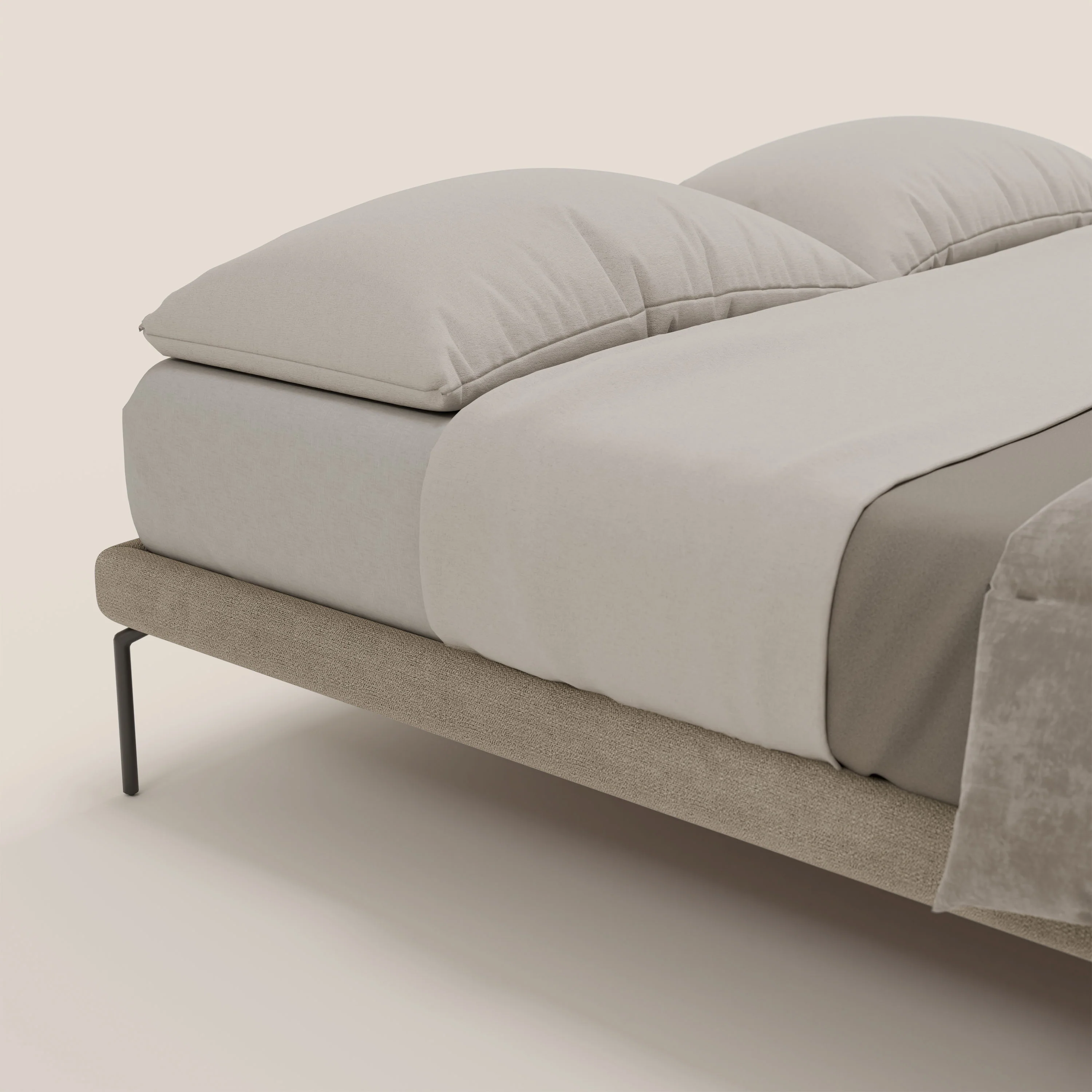Ring sommier déhoussable avec pieds H 24cm en tissu imperméable T14 Taupe tortora - Image 6