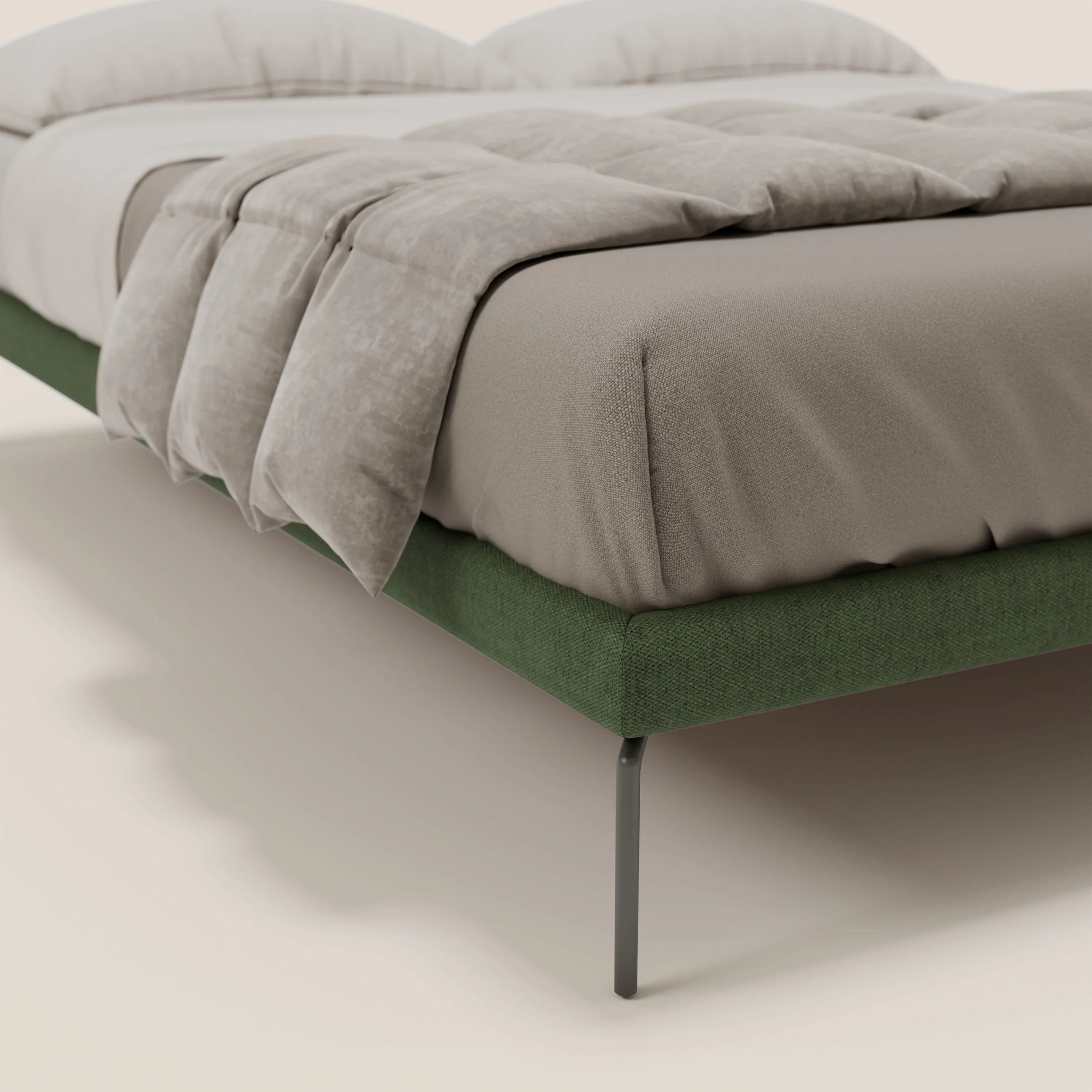Ring sommier déhoussable avec pieds H 24cm en tissu imperméable T14 vert - Image 5