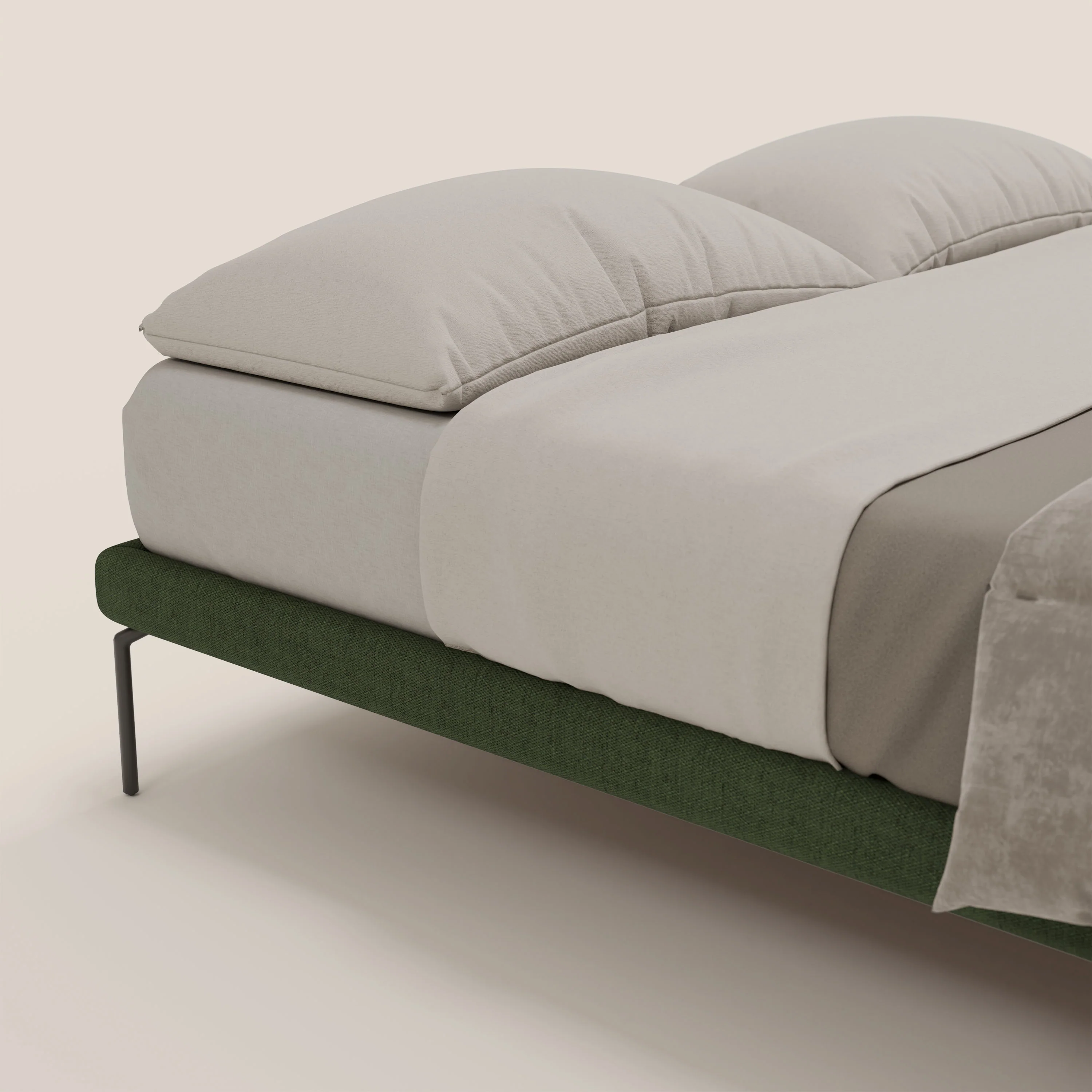 Ring sommier déhoussable avec pieds H 24cm en tissu imperméable T14 vert - Image 6