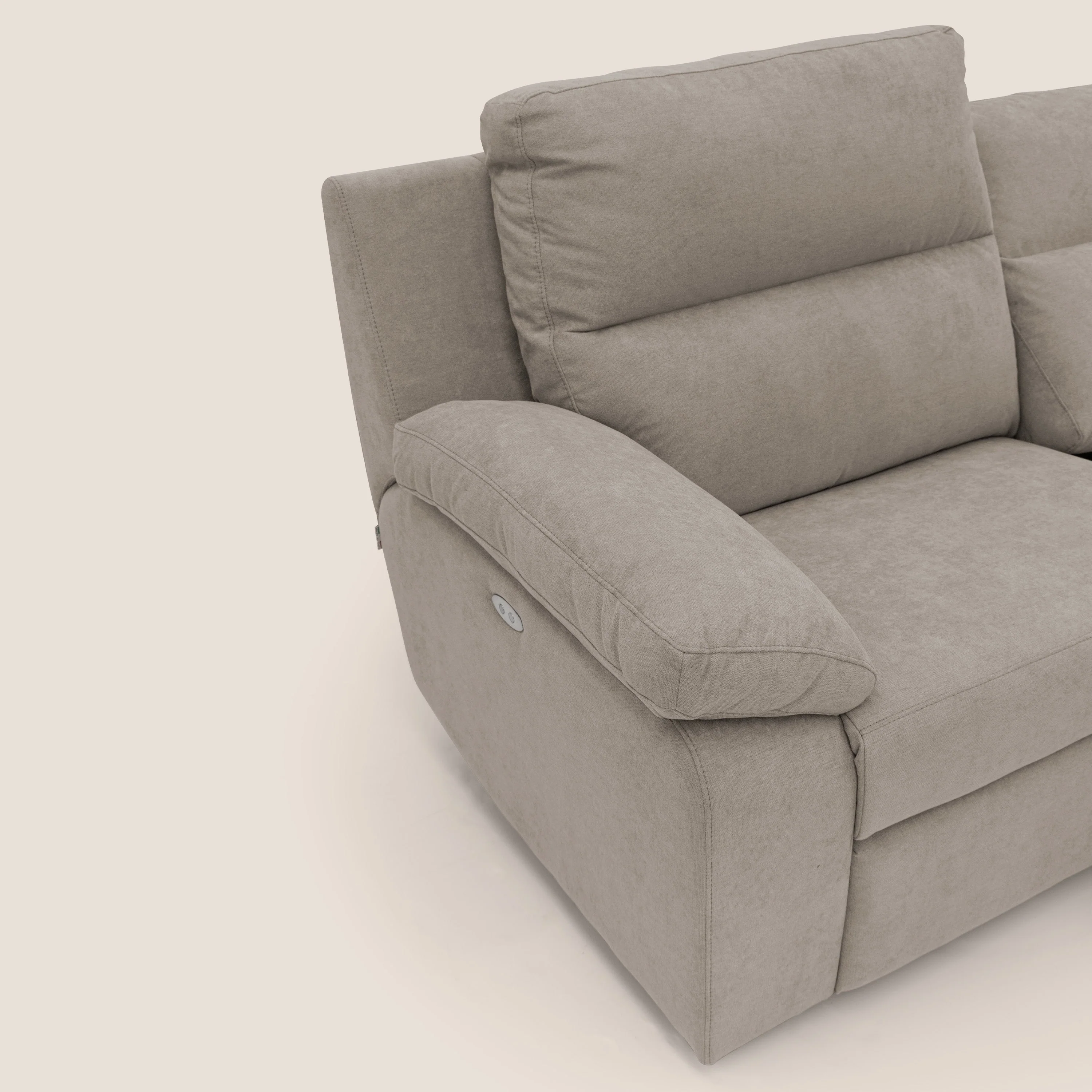 Romeo Canapé avec relax électrique en tissu doux imperméable T02 beige - Image 4