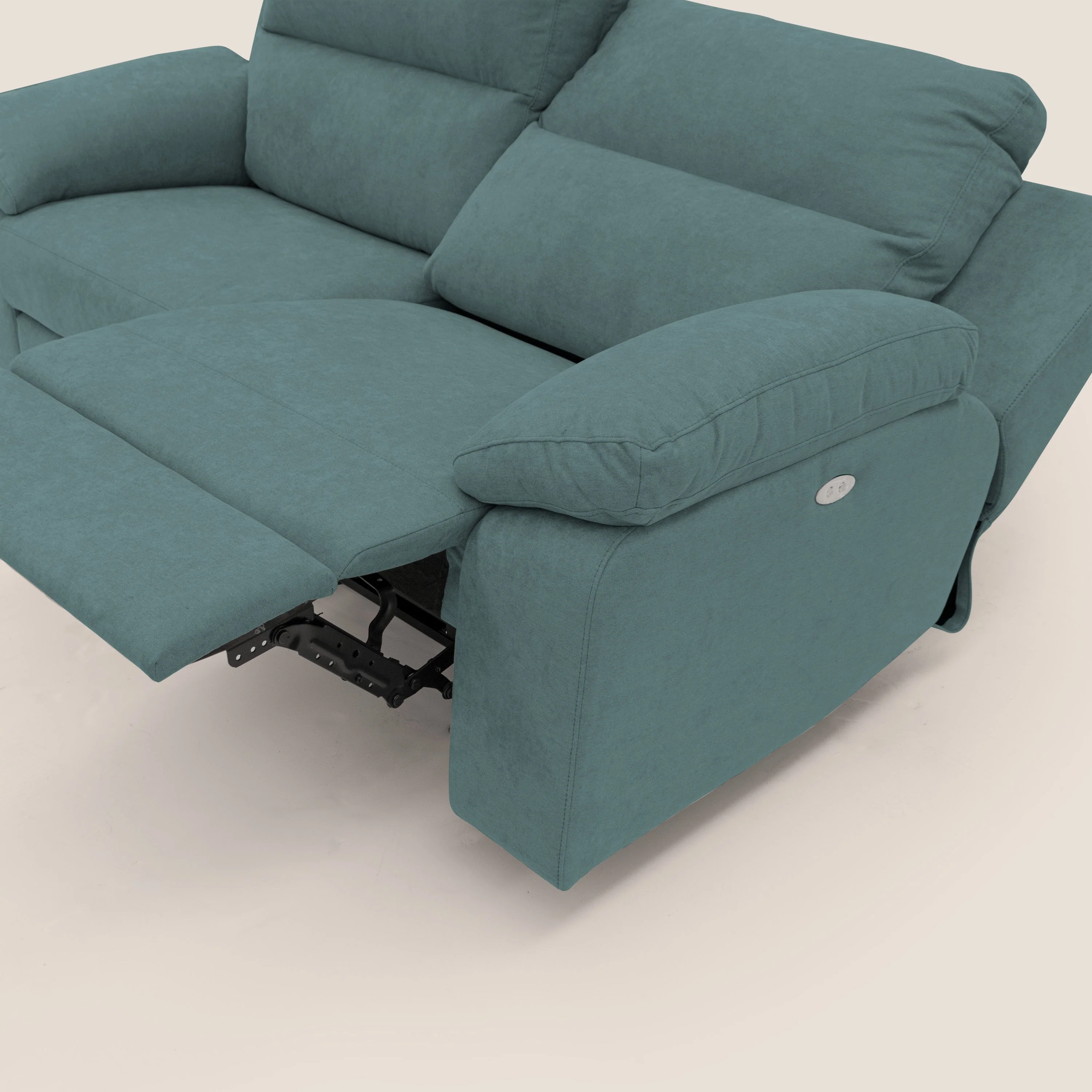 Romeo Canapé avec relax électrique en tissu doux imperméable T02 bleu canard - Image 10