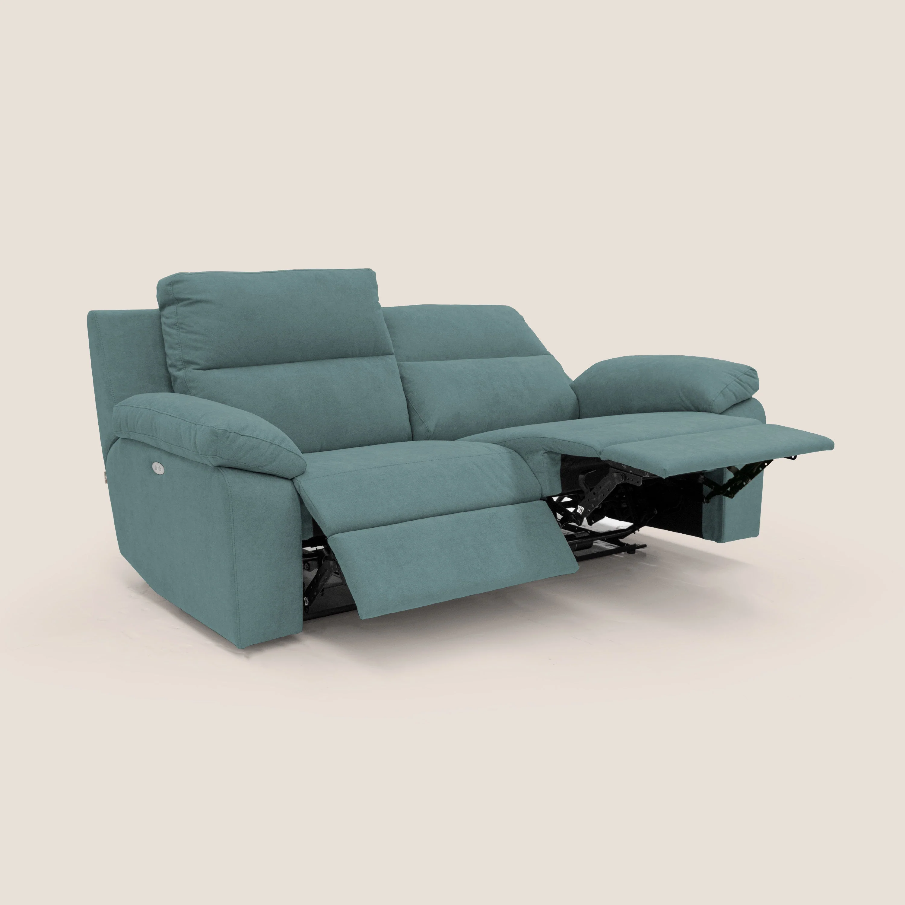 Romeo Canapé avec relax électrique en tissu doux imperméable T02 bleu canard - Image 2