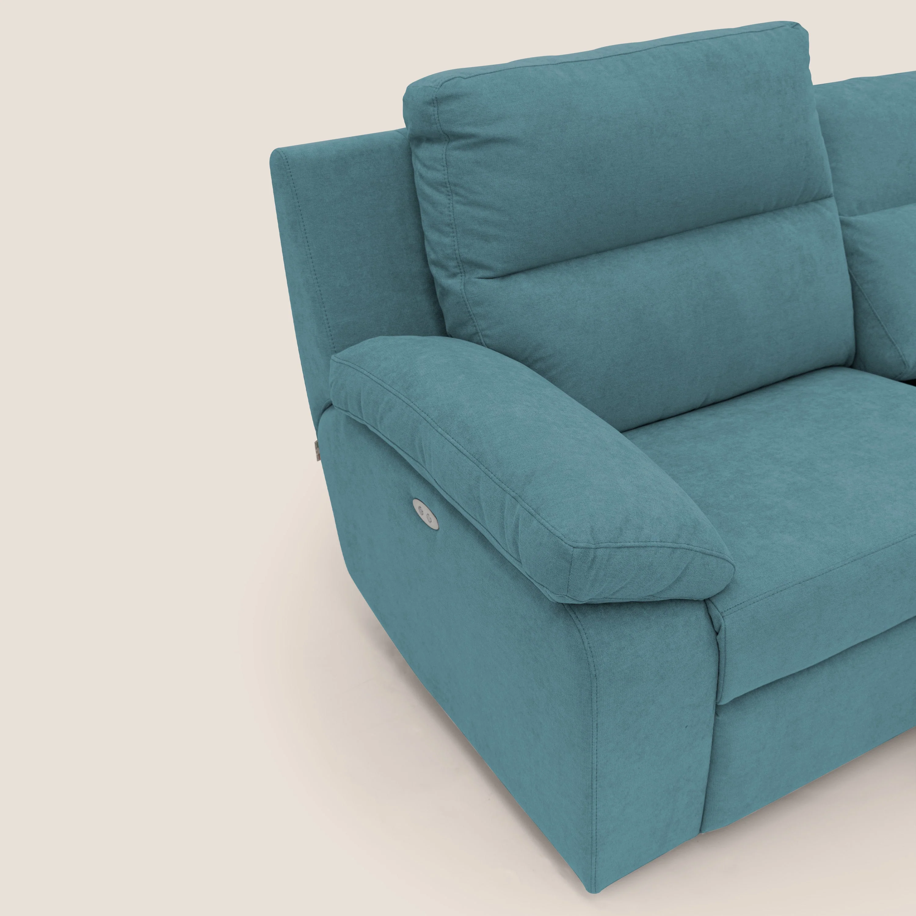 Romeo Canapé avec relax électrique en tissu doux imperméable T02 bleu ciel - Image 4