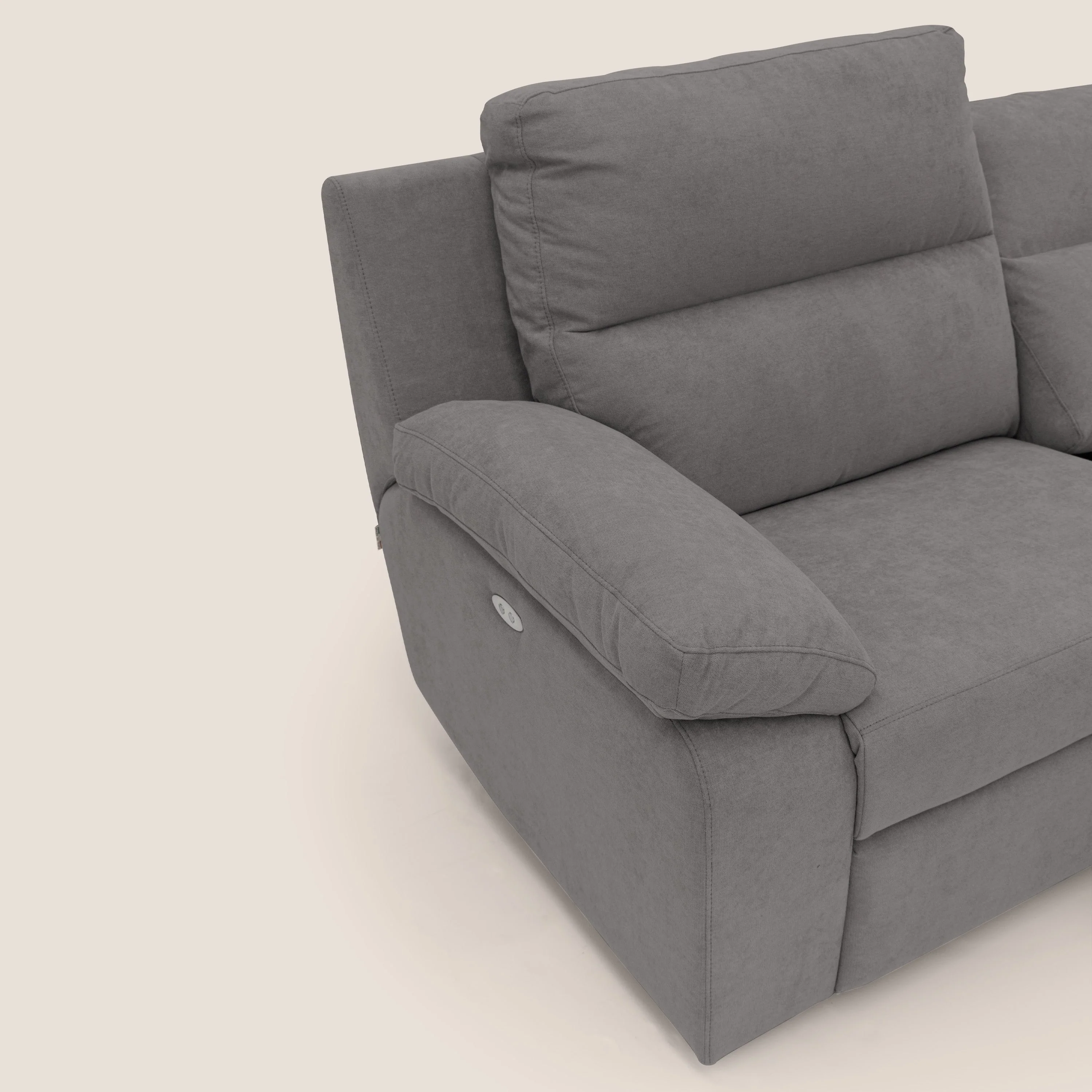 Romeo Canapé avec relax électrique en tissu doux imperméable T02 gris - Image 4