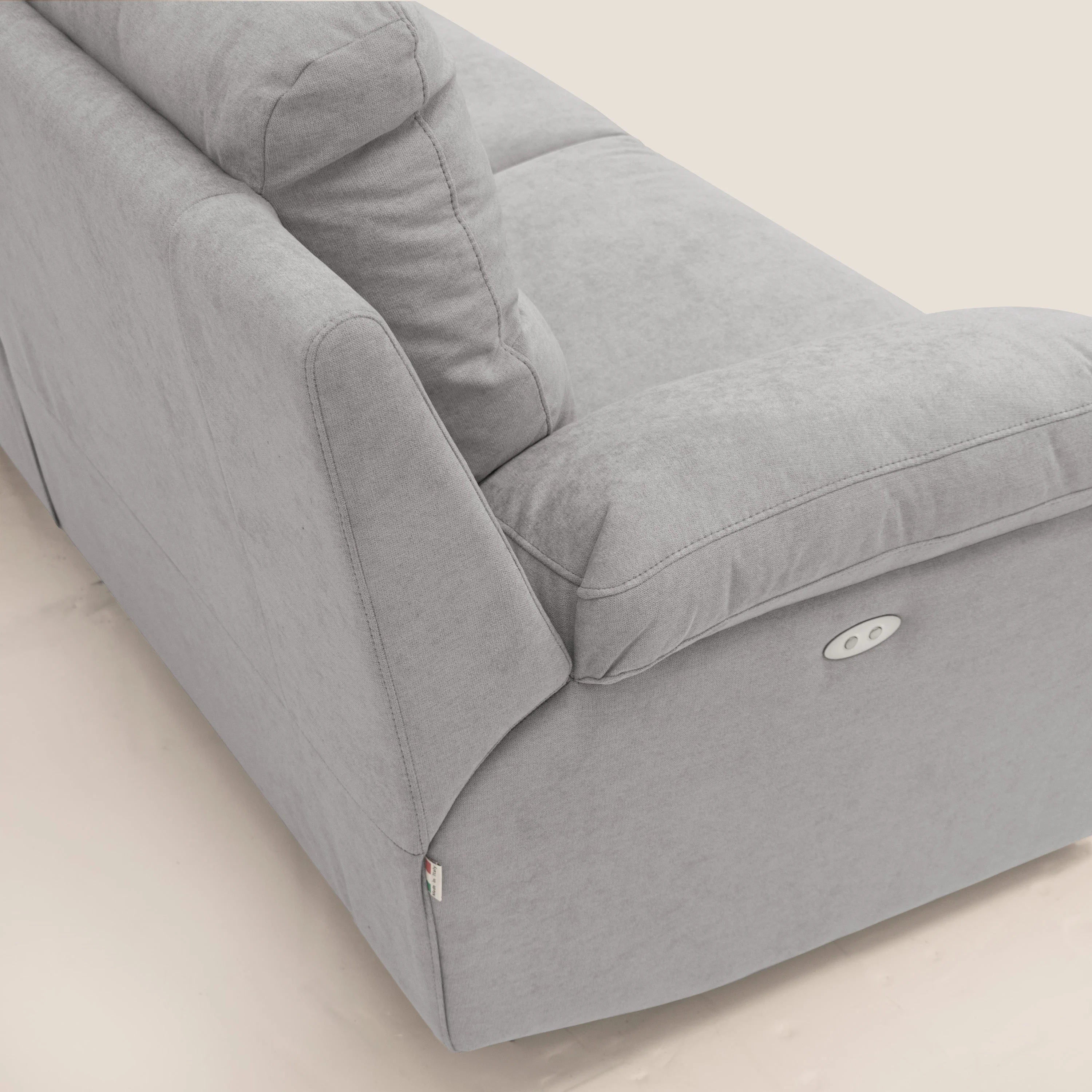 Romeo Canapé avec relax électrique en tissu doux imperméable T02 gris clair - Image 8