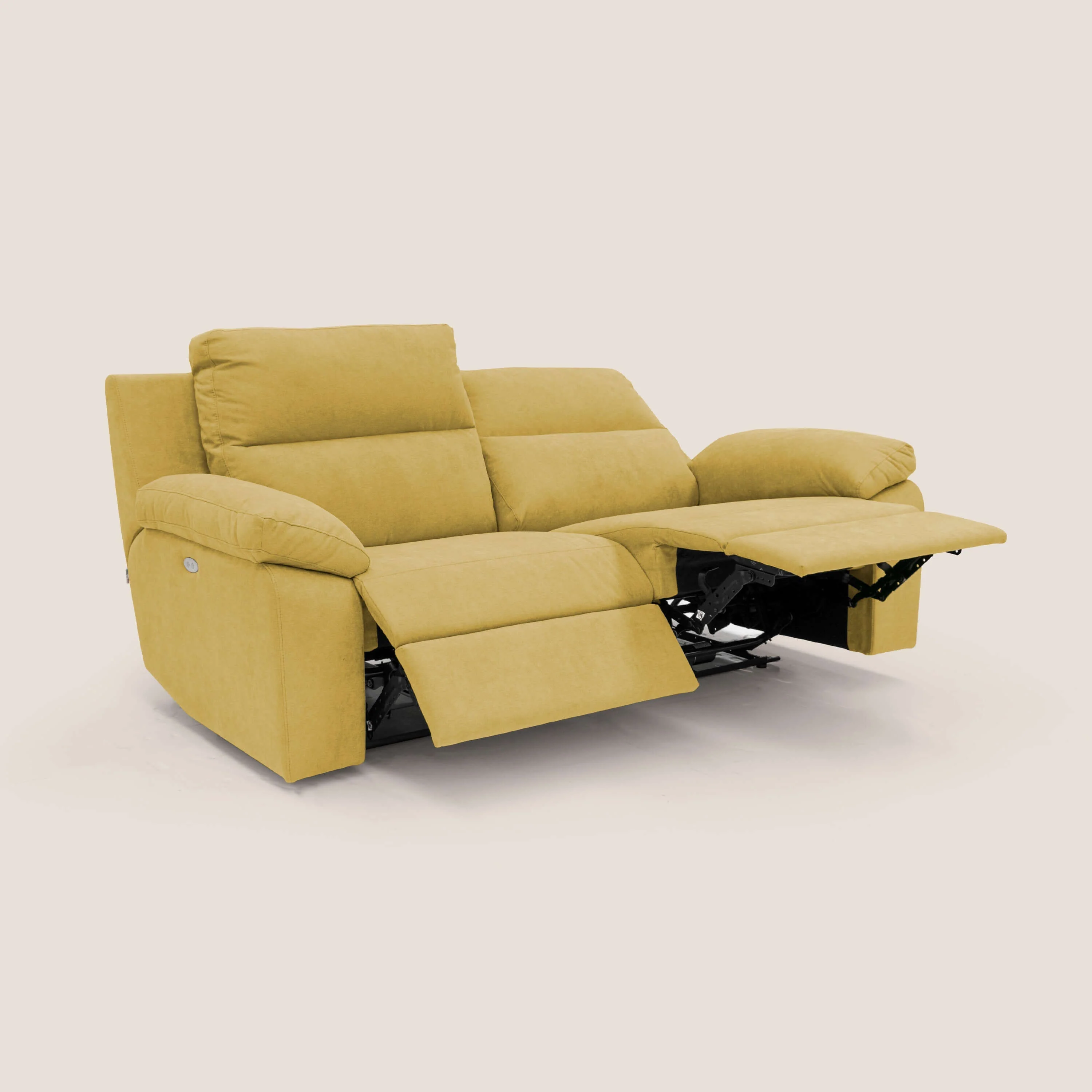 Romeo Canapé avec relax électrique en tissu doux imperméable T02 jaune - Image 2