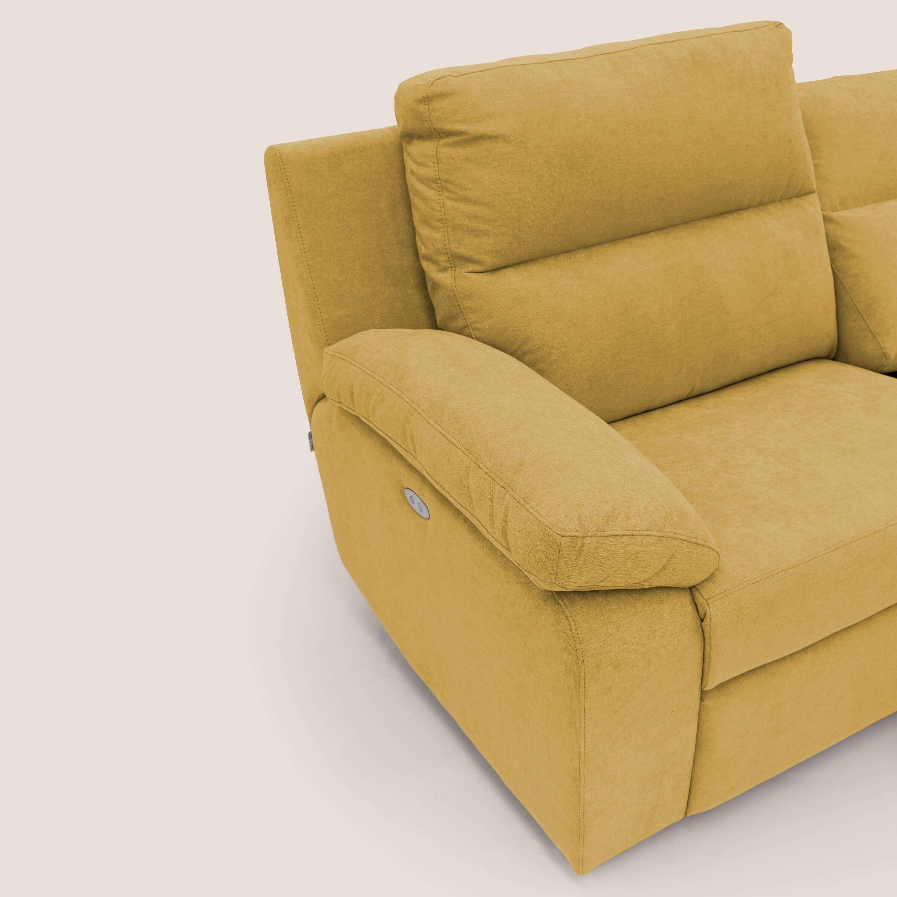 Romeo Canapé avec relax électrique en tissu doux imperméable T02 jaune - Image 4