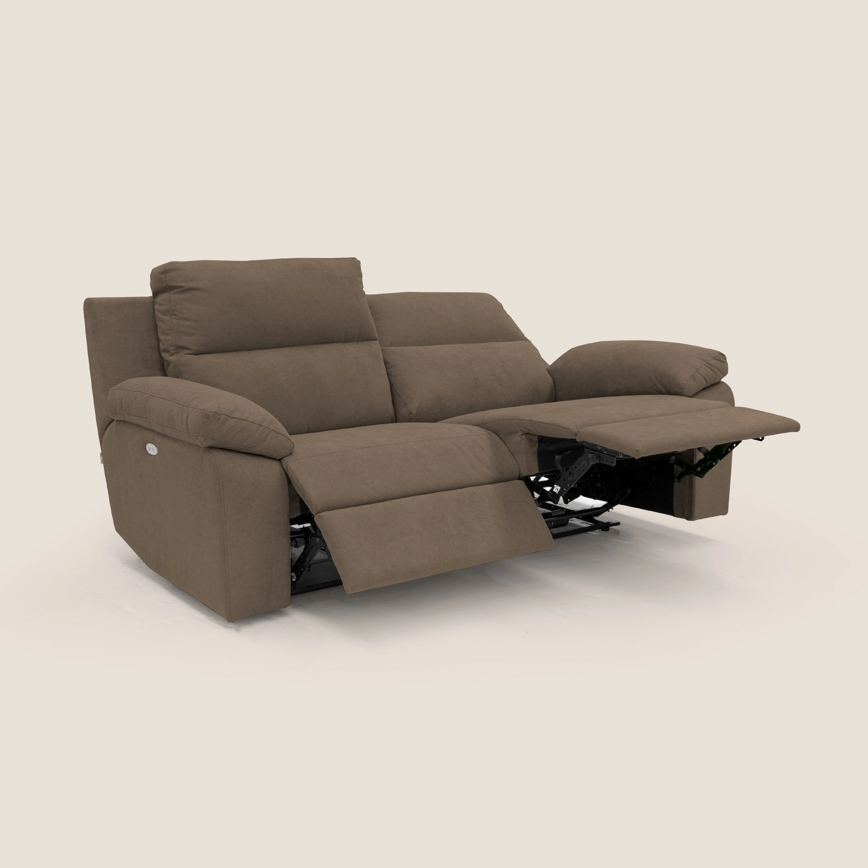 Romeo Canapé avec relax électrique en tissu doux imperméable T02 marron - Image 2