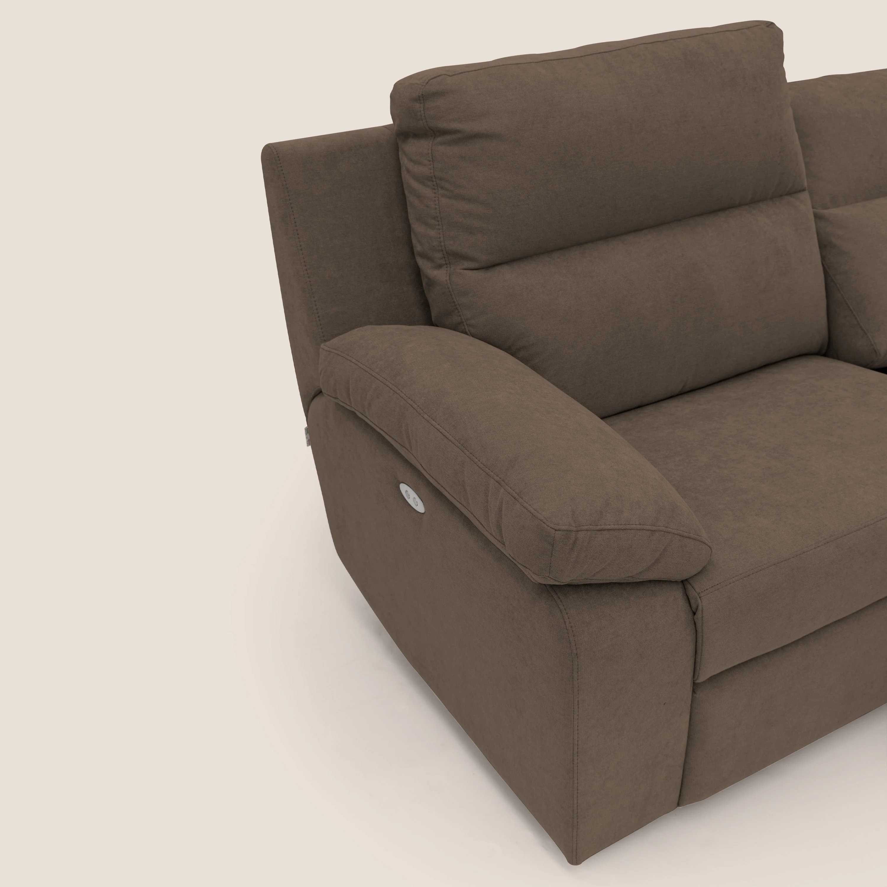Romeo Canapé avec relax électrique en tissu doux imperméable T02 marron - Image 4