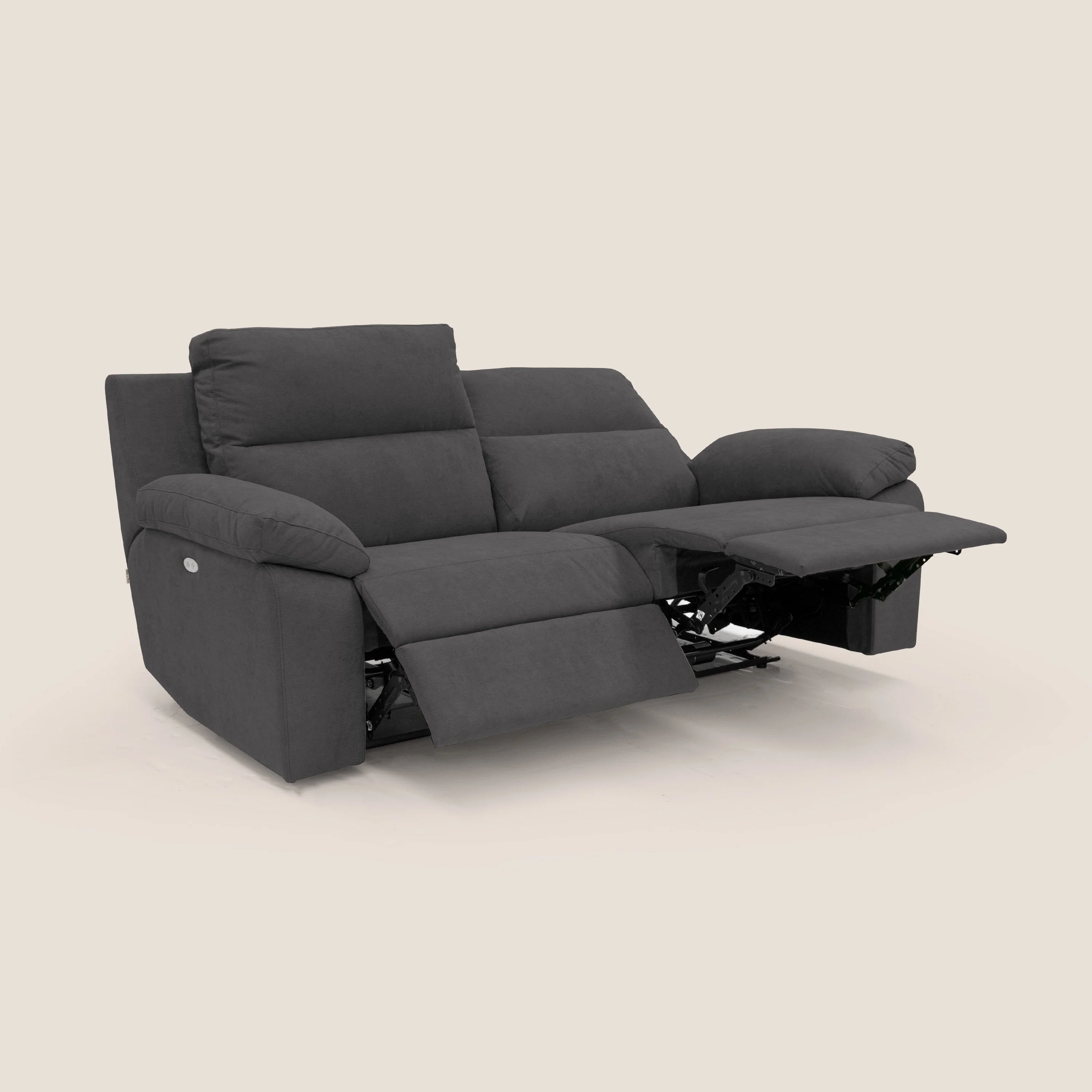 Romeo Canapé avec relax électrique en tissu doux imperméable T02 noir - Image 2