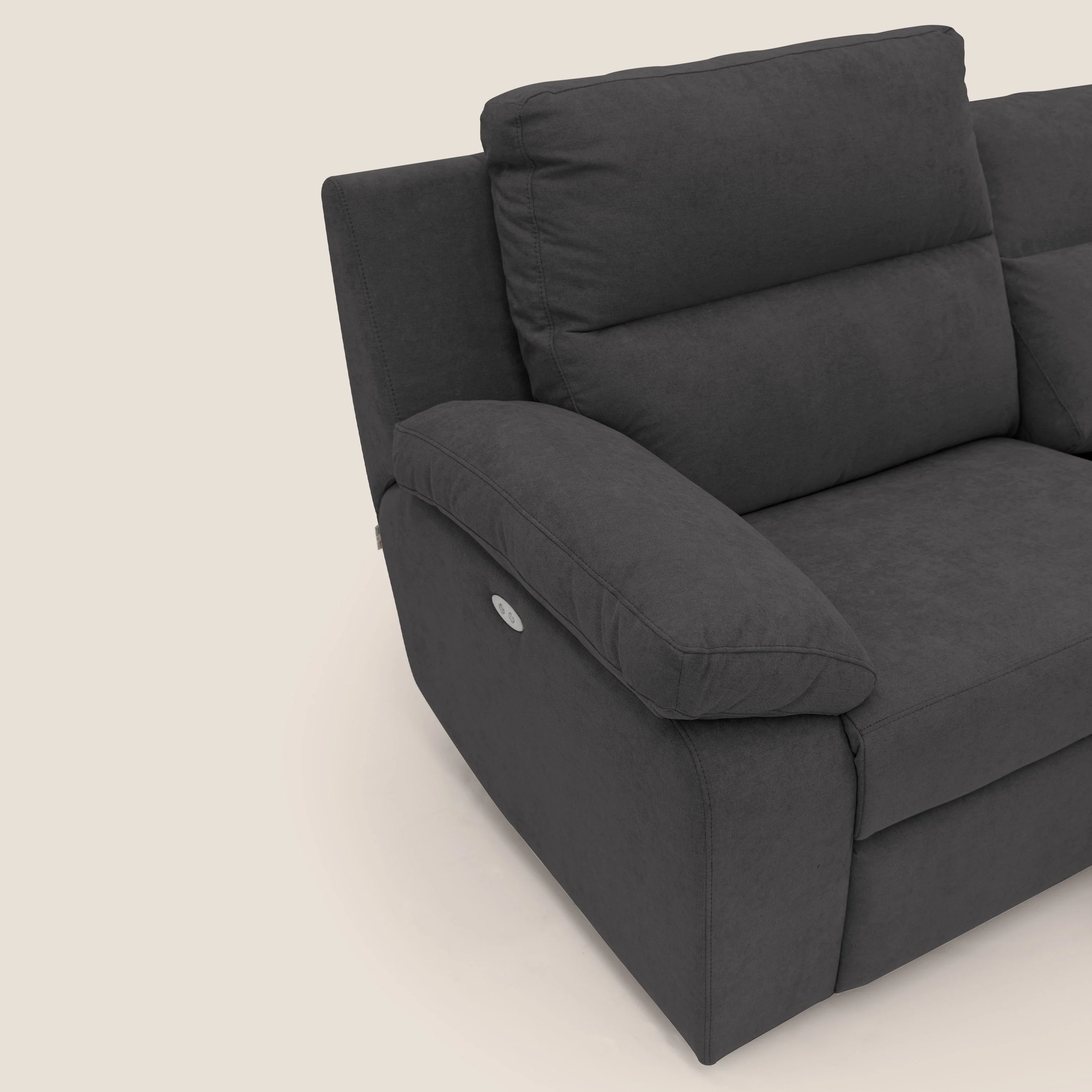 Romeo Canapé avec relax électrique en tissu doux imperméable T02 noir - Image 4