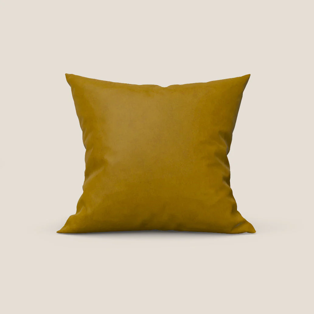 Rotterdam coussin disponible en plusieurs couleurs, en microfibre effet velours satiné imperméable T09 jaune