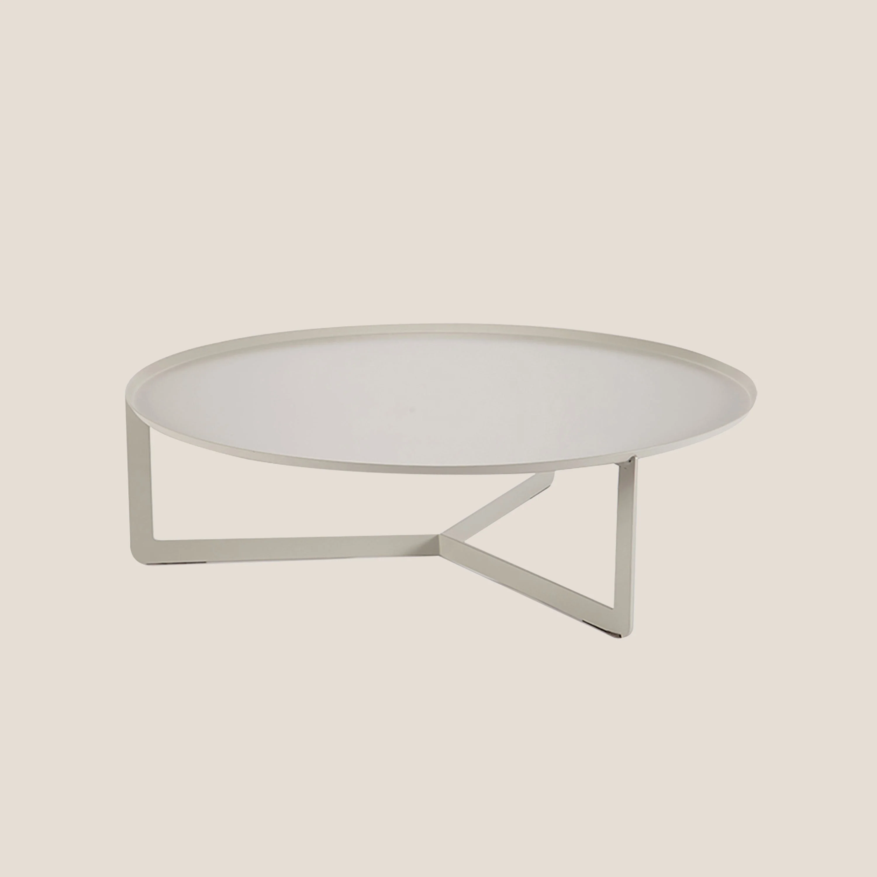 Round Table basse ronde de salon en métal h23 cm chanvre