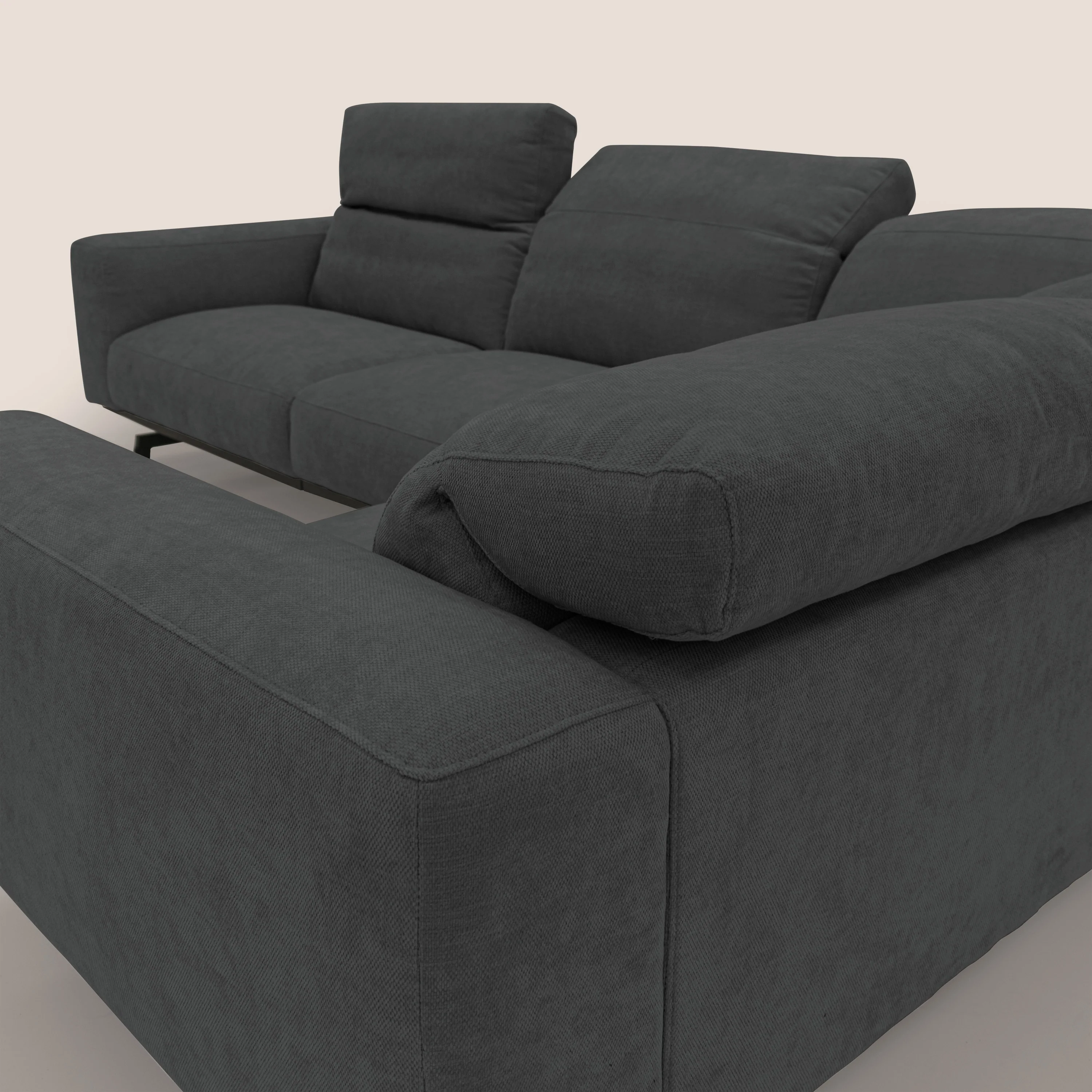 Sakura Canapé d'angle RÉVERSIBLE et modulable en tissu doux et imperméable T14 anthracite - Image 11