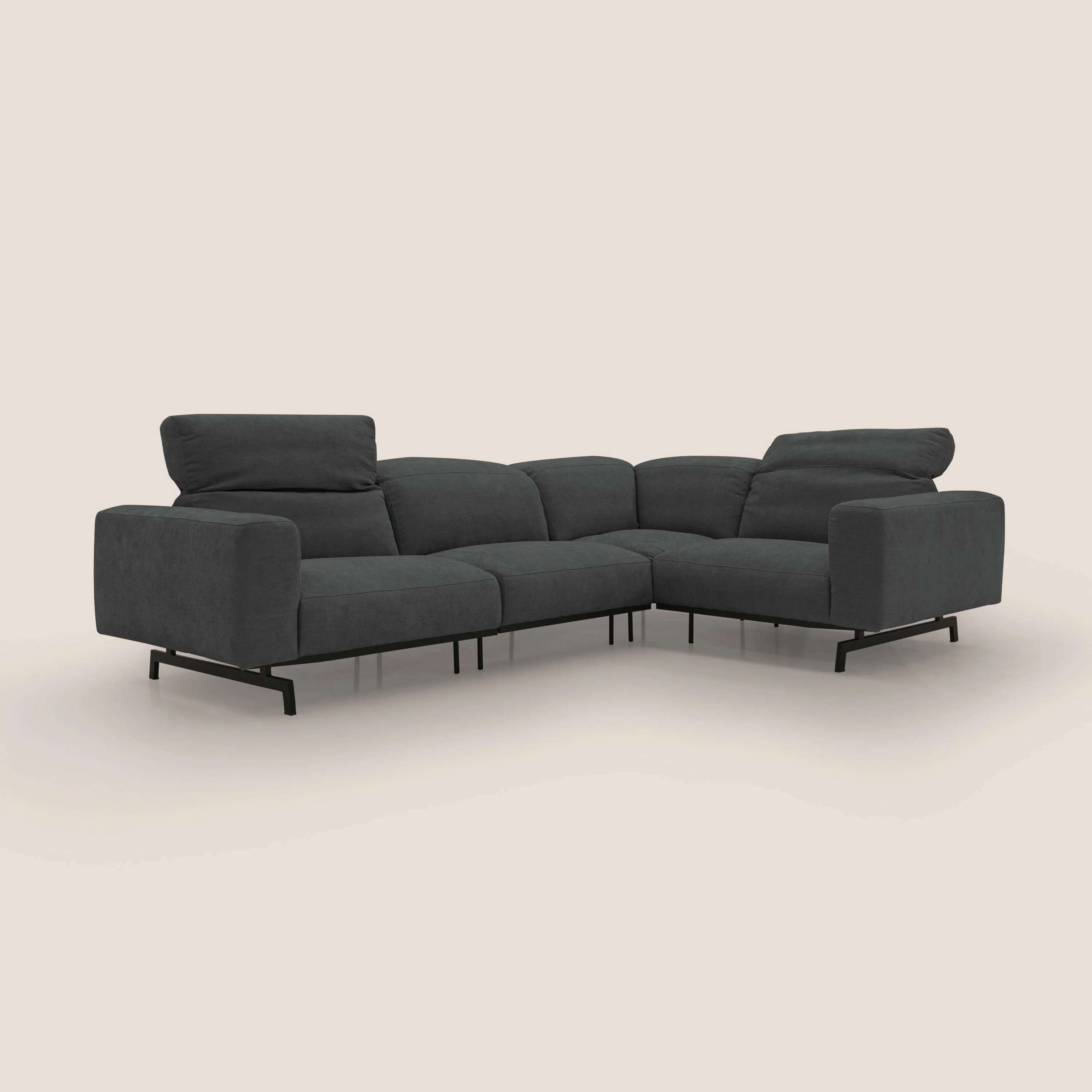 Sakura Canapé d'angle RÉVERSIBLE et modulable en tissu doux et imperméable T14 anthracite - Image 2