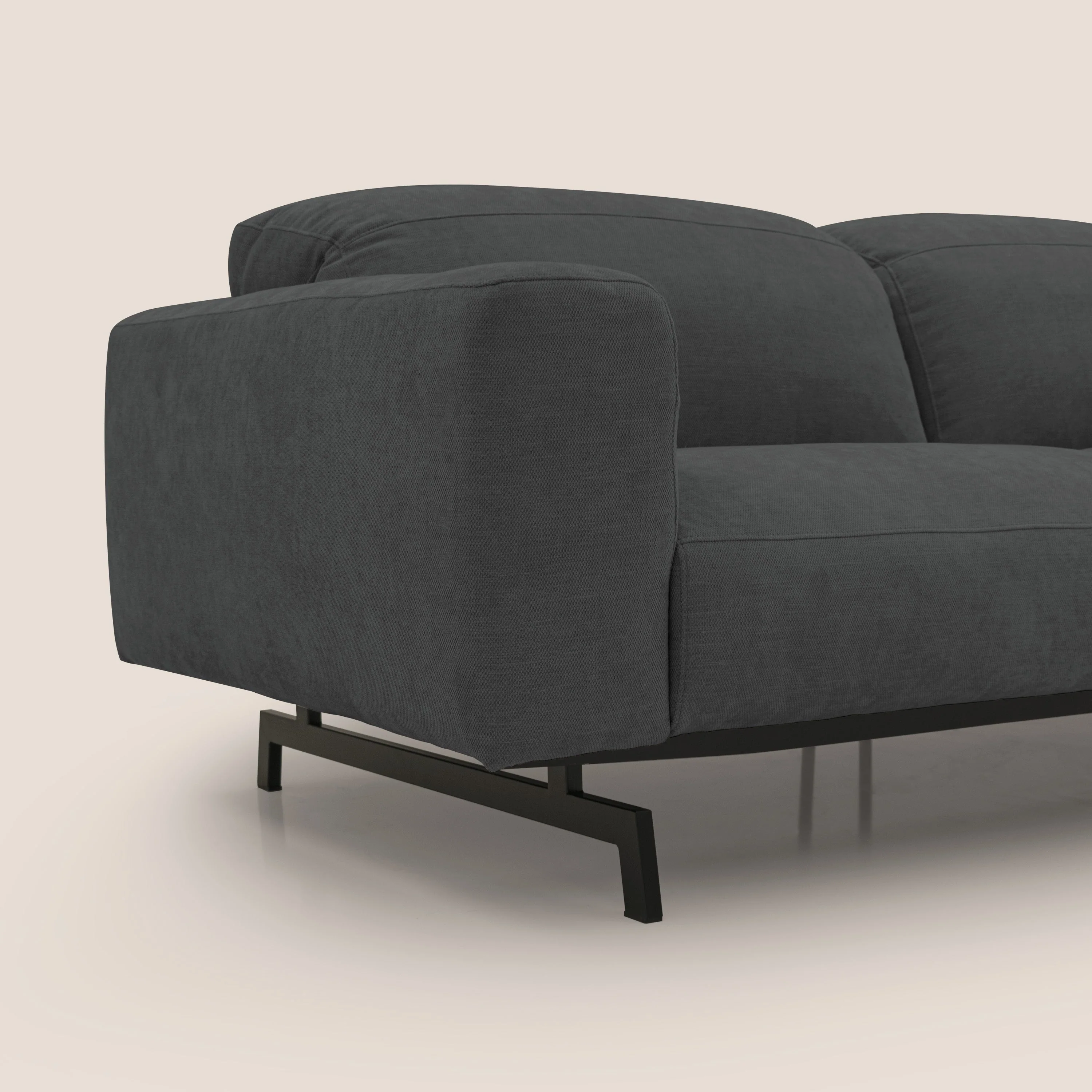 Sakura Canapé d'angle RÉVERSIBLE et modulable en tissu doux et imperméable T14 anthracite - Image 3