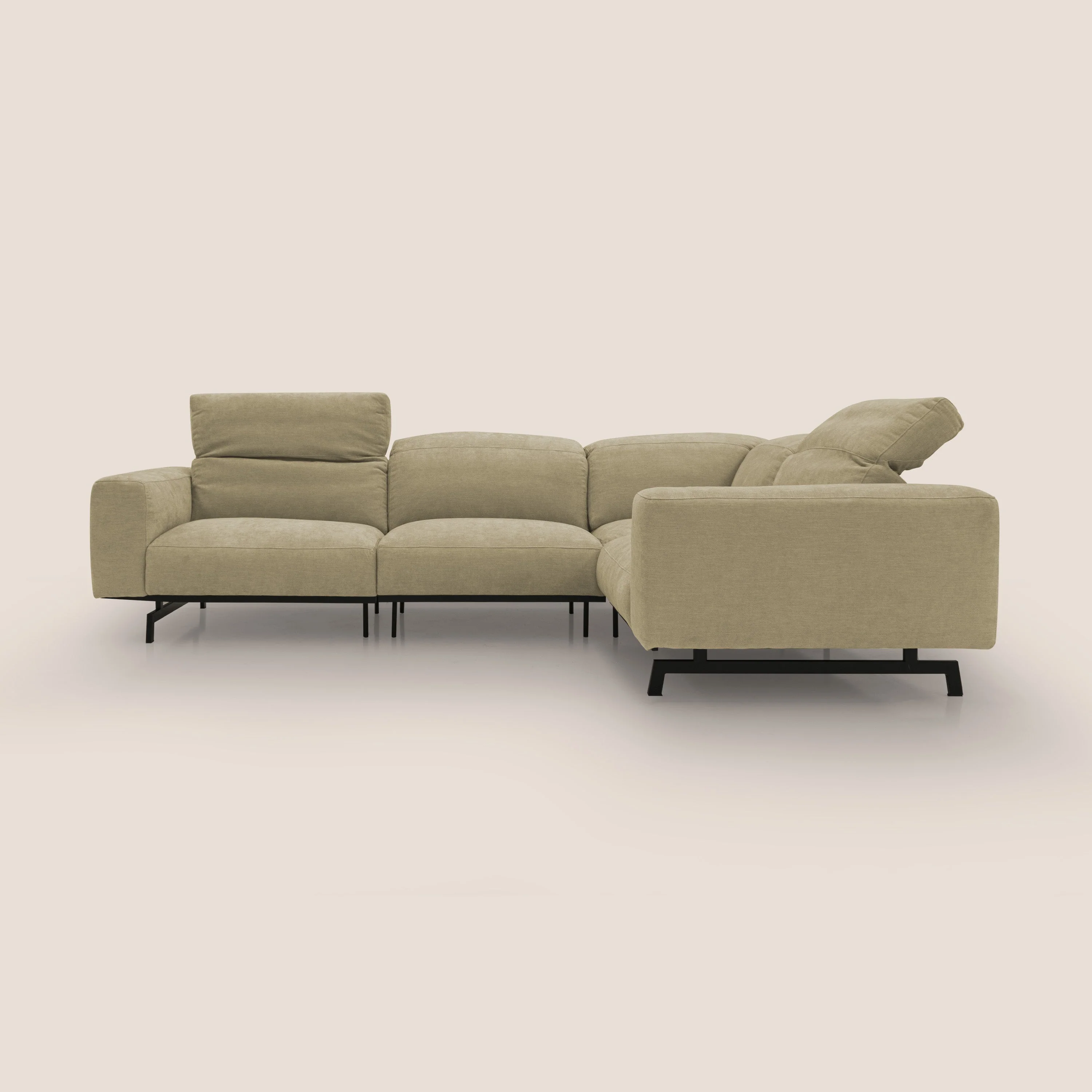 Sakura Canapé d'angle RÉVERSIBLE et modulable en tissu doux et imperméable T14 beige - Image 5