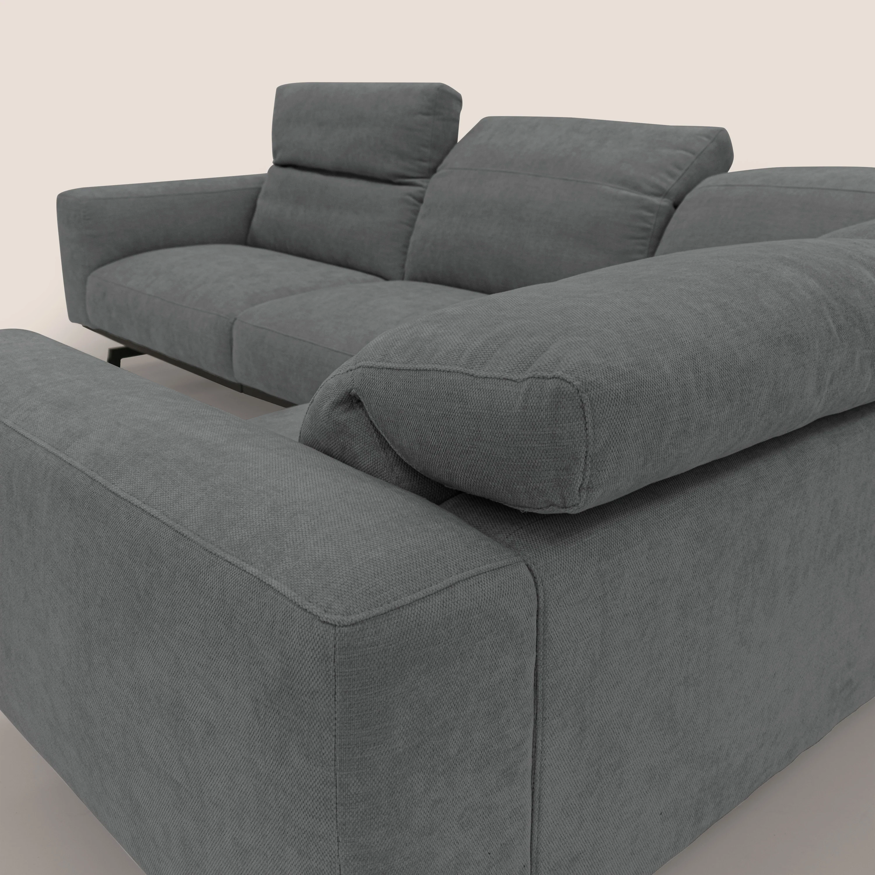 Sakura Canapé d'angle RÉVERSIBLE et modulable en tissu doux et imperméable T14 gris - Image 11