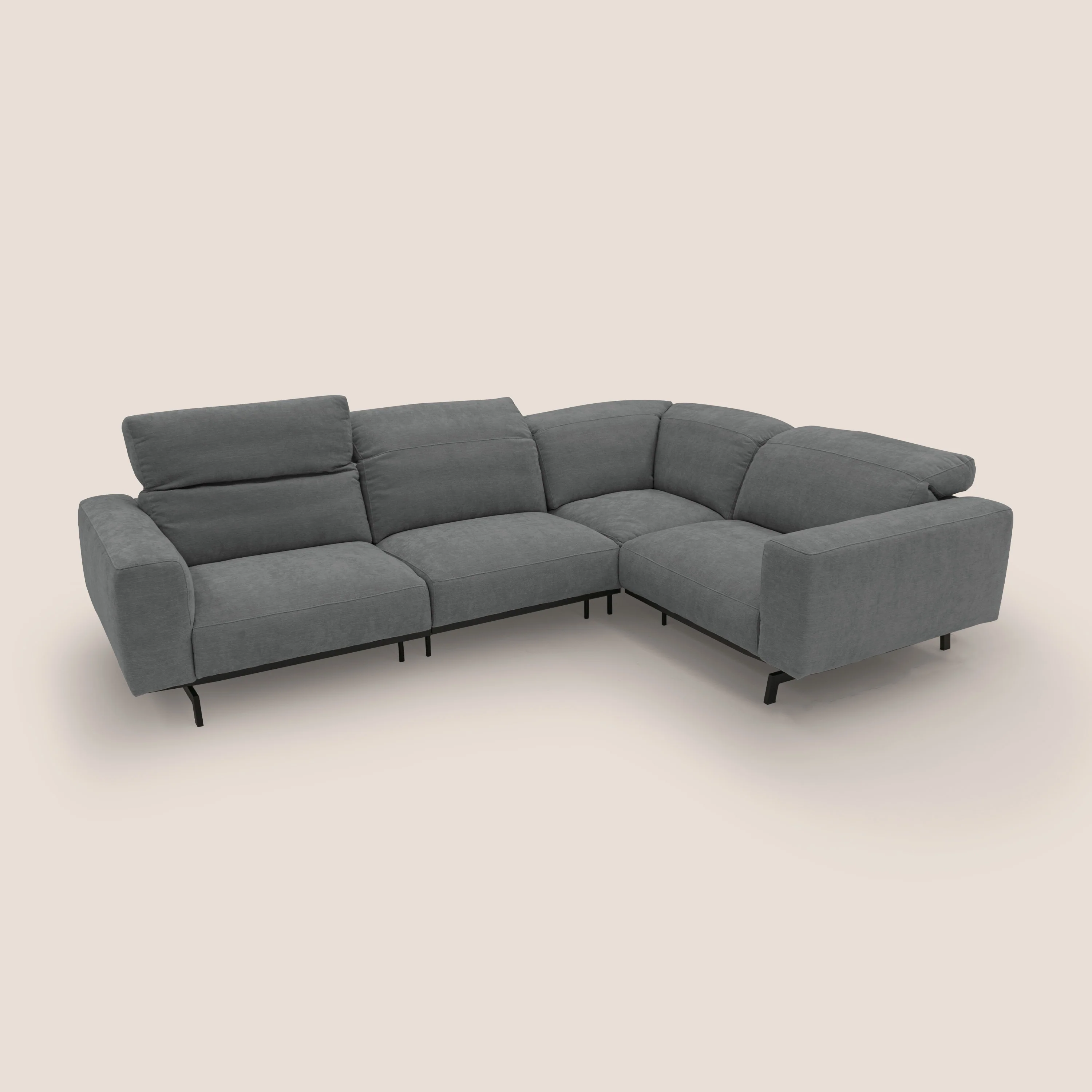 Sakura Canapé d'angle RÉVERSIBLE et modulable en tissu doux et imperméable T14 gris - Image 12