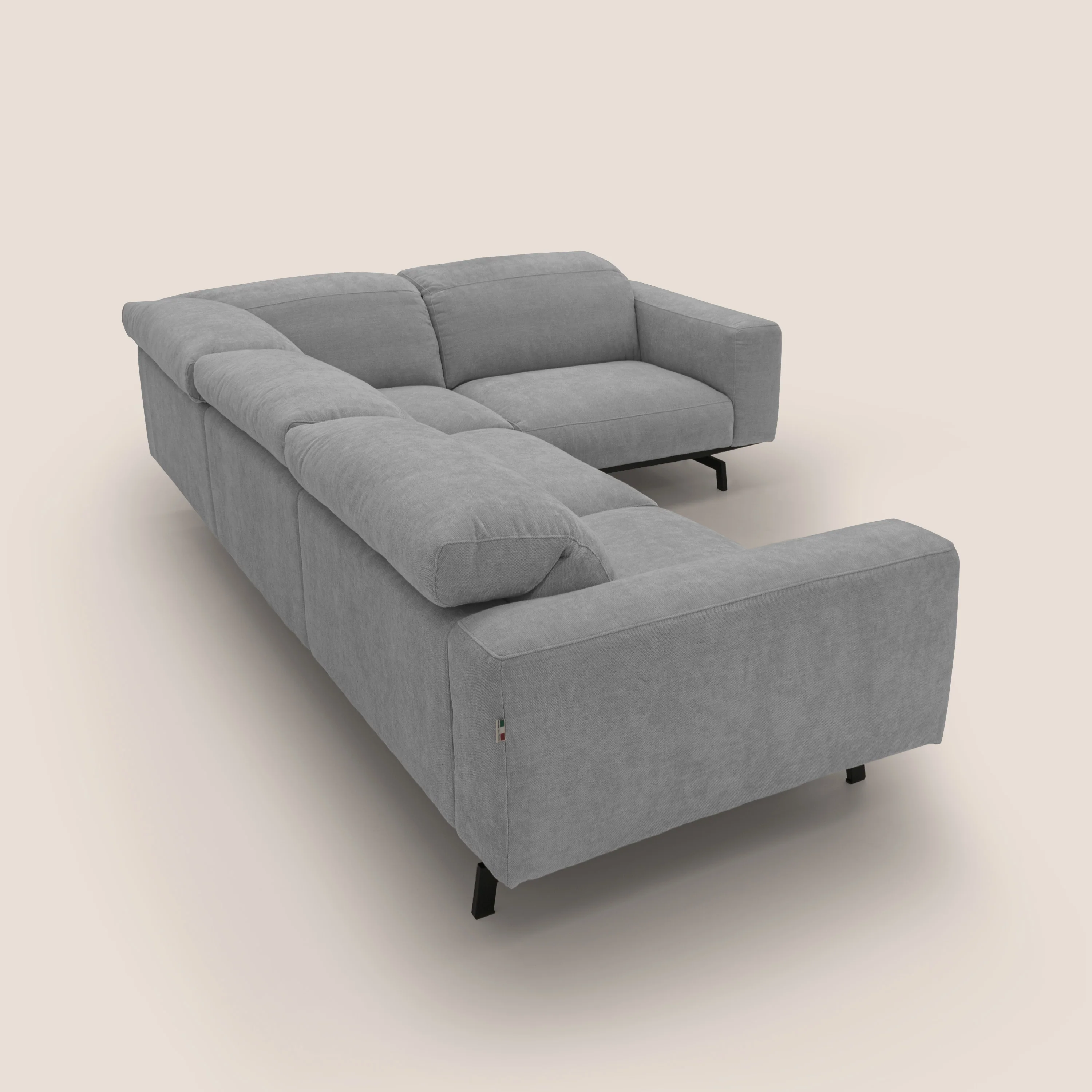 Sakura Canapé d'angle RÉVERSIBLE et modulable en tissu doux et imperméable T14 gris clair - Image 10