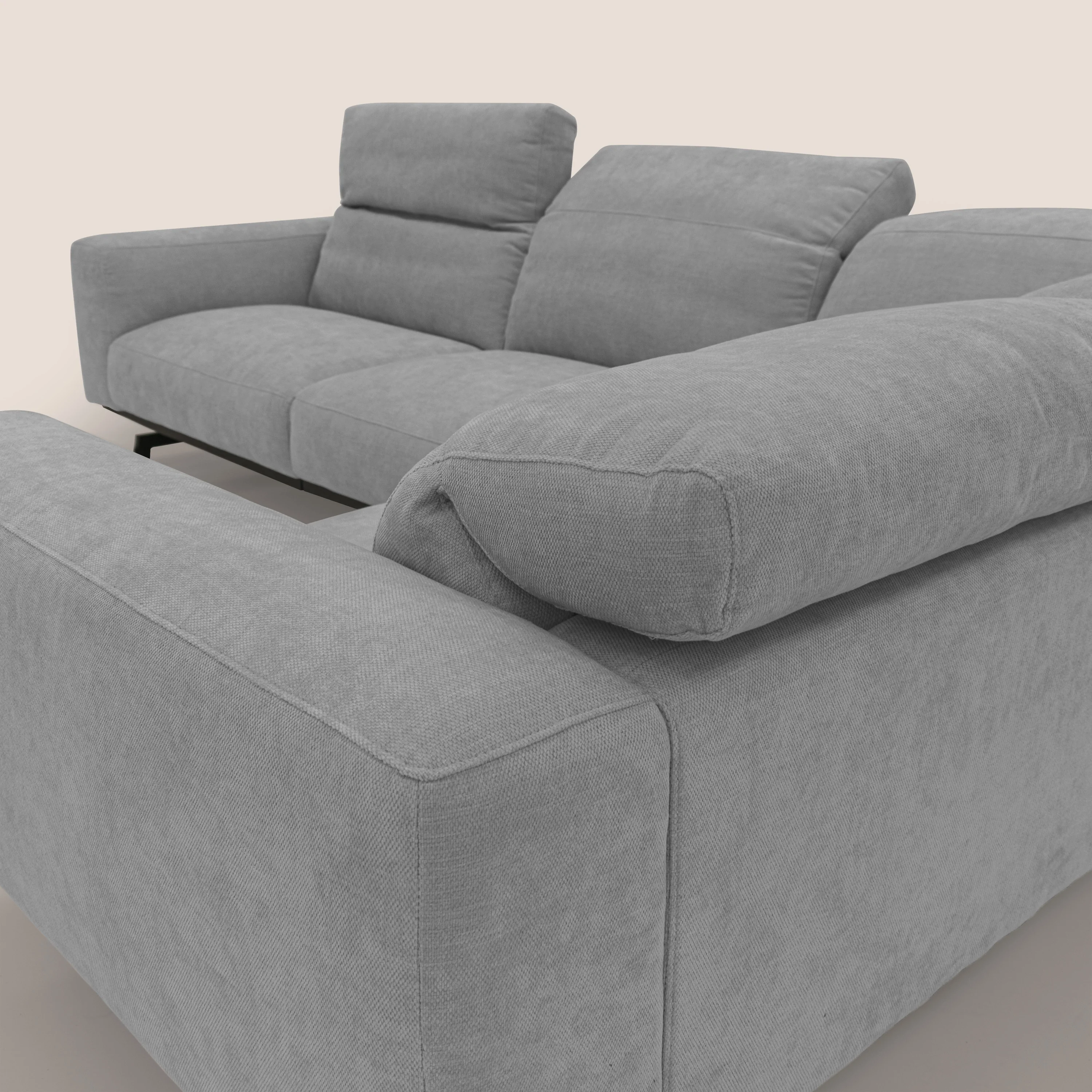 Sakura Canapé d'angle RÉVERSIBLE et modulable en tissu doux et imperméable T14 gris clair - Image 11