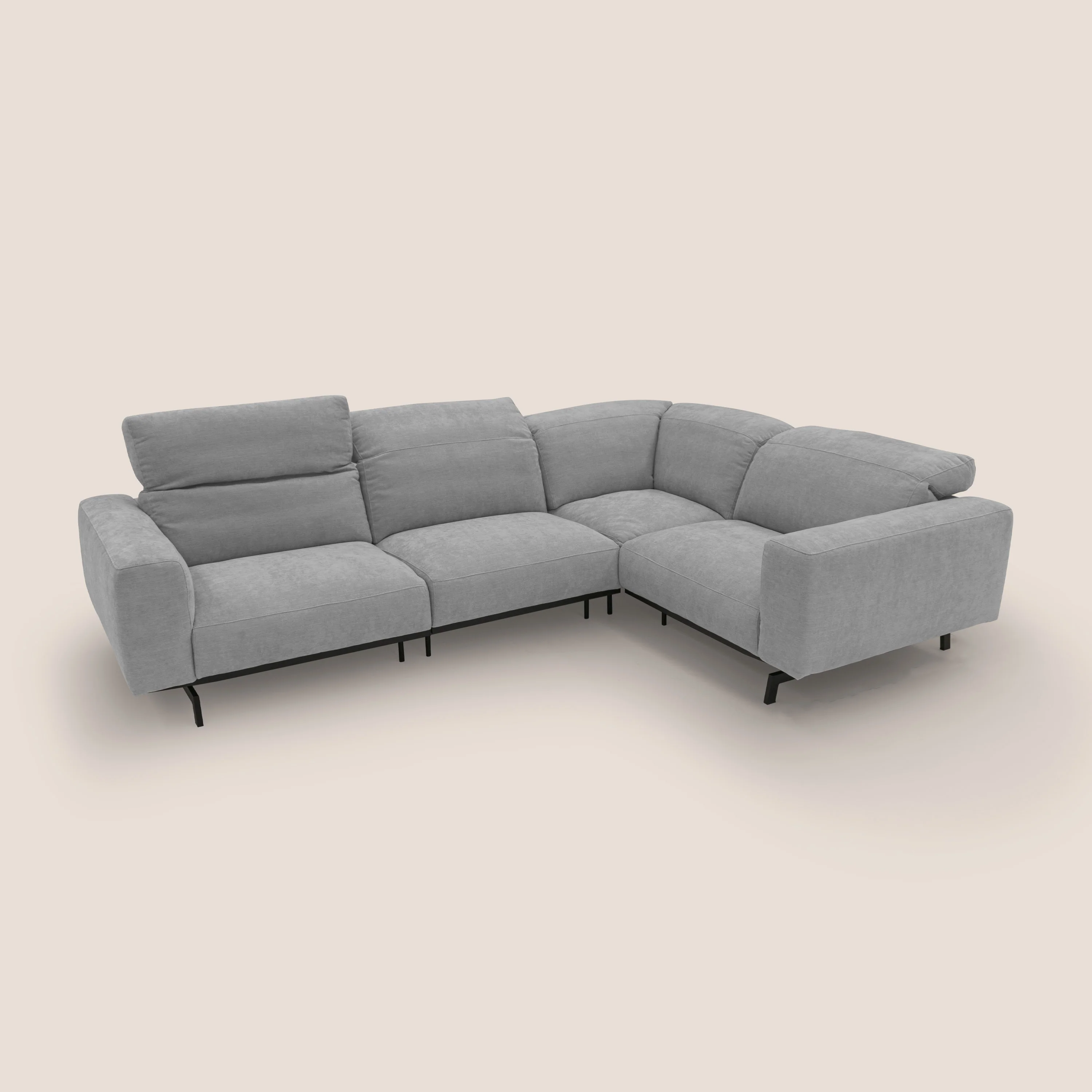 Sakura Canapé d'angle RÉVERSIBLE et modulable en tissu doux et imperméable T14 gris clair - Image 12