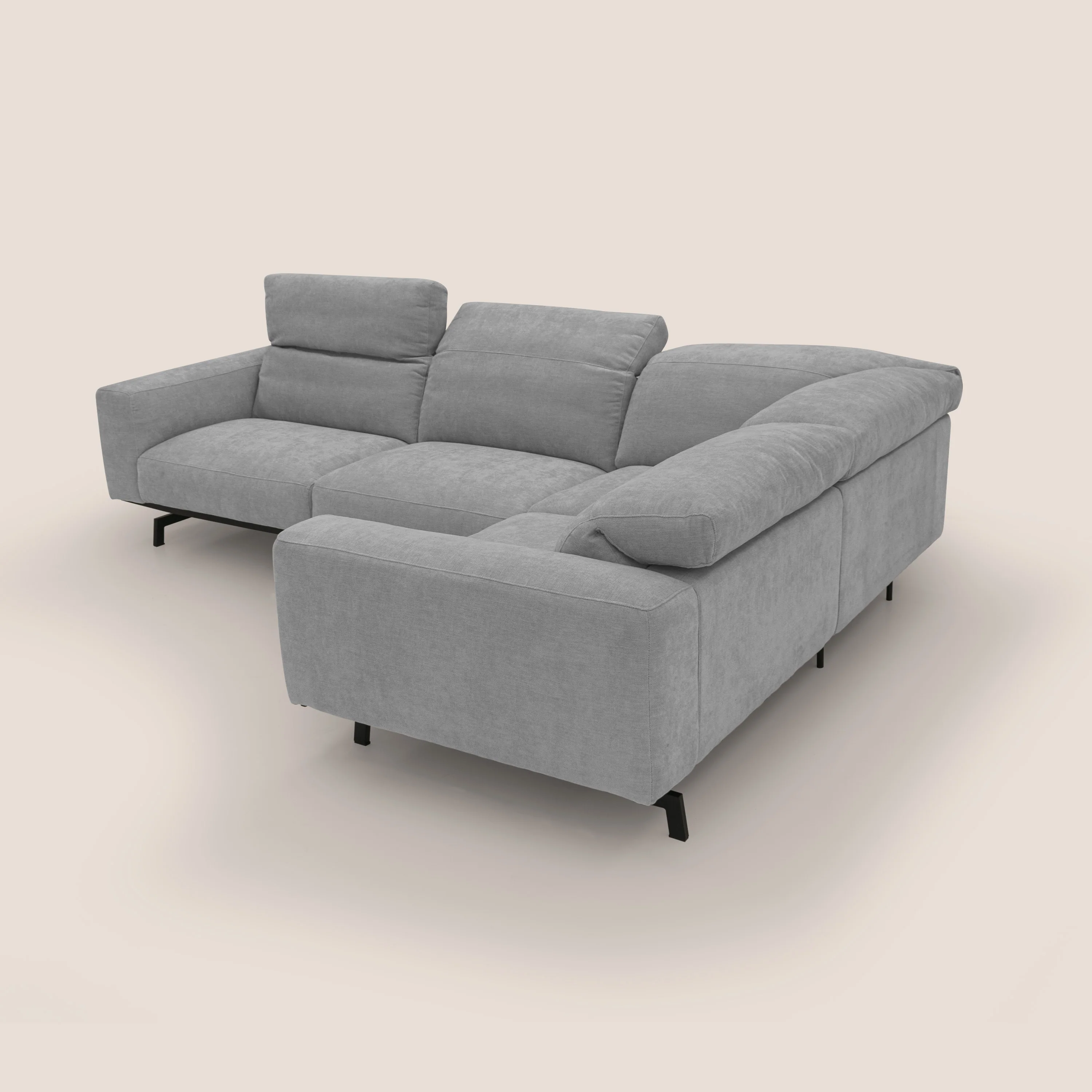 Sakura Canapé d'angle RÉVERSIBLE et modulable en tissu doux et imperméable T14 gris clair - Image 13