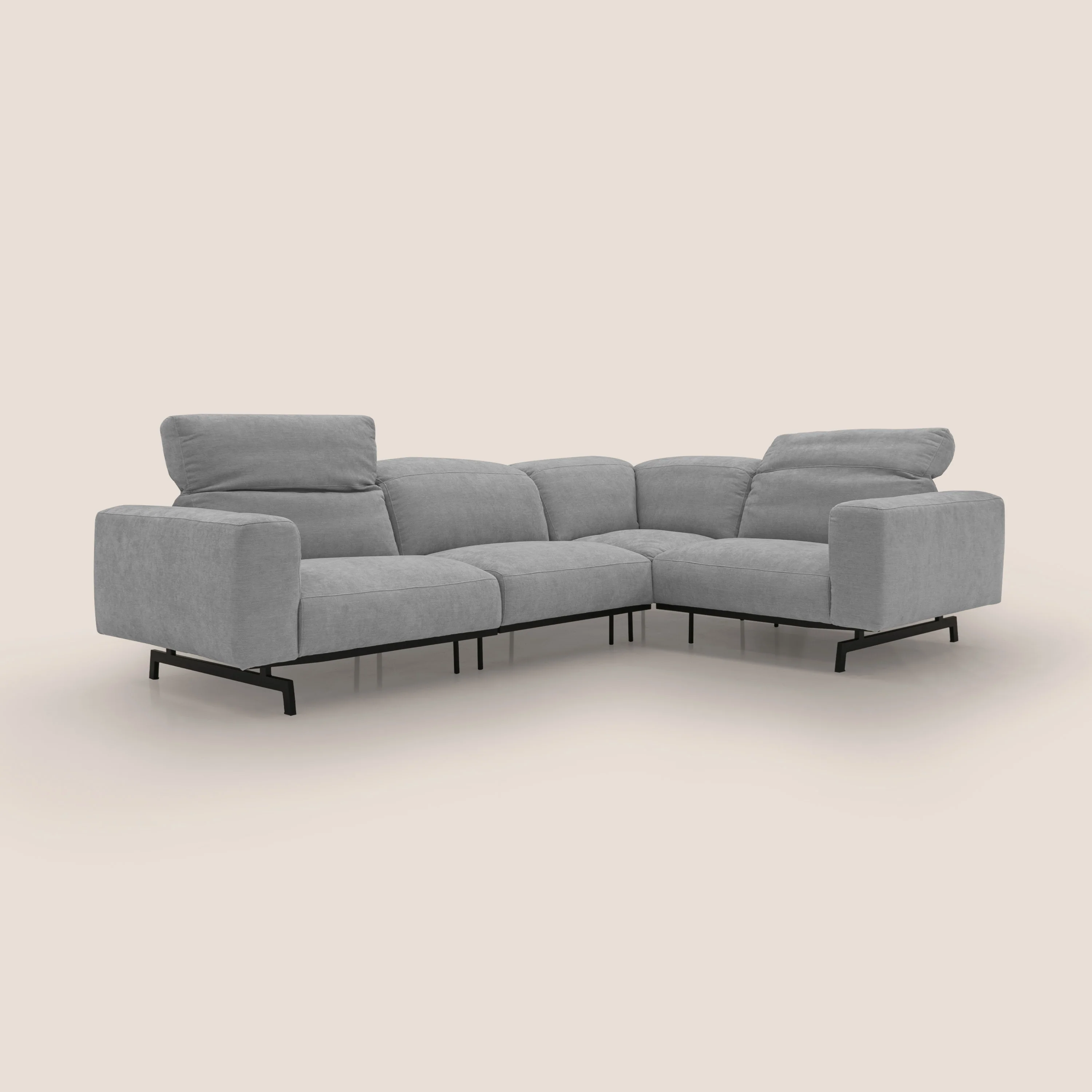 Sakura Canapé d'angle RÉVERSIBLE et modulable en tissu doux et imperméable T14 gris clair - Image 2