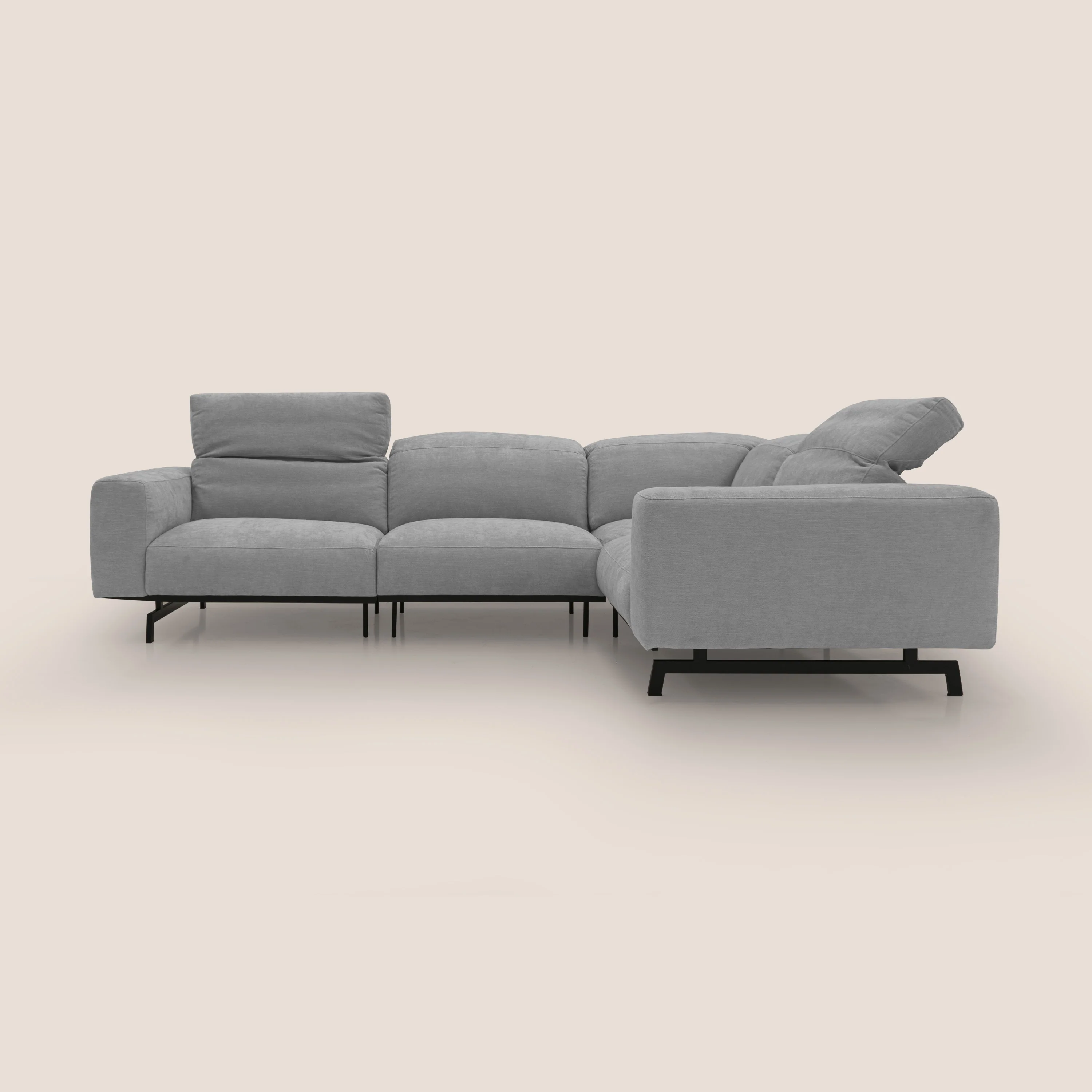 Sakura Canapé d'angle RÉVERSIBLE et modulable en tissu doux et imperméable T14 gris clair - Image 5