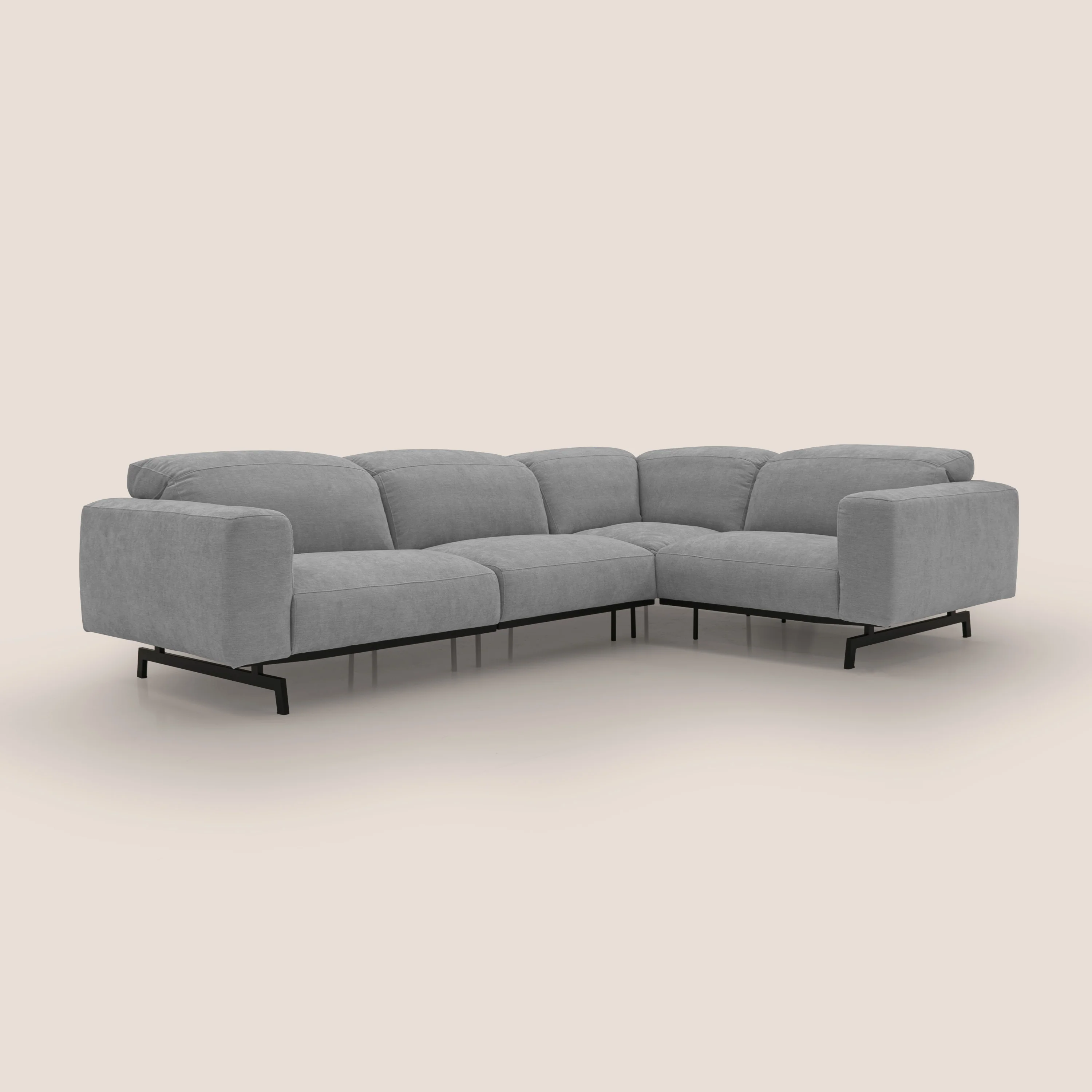 Sakura Canapé d'angle RÉVERSIBLE et modulable en tissu doux et imperméable T14 gris clair - Image 6