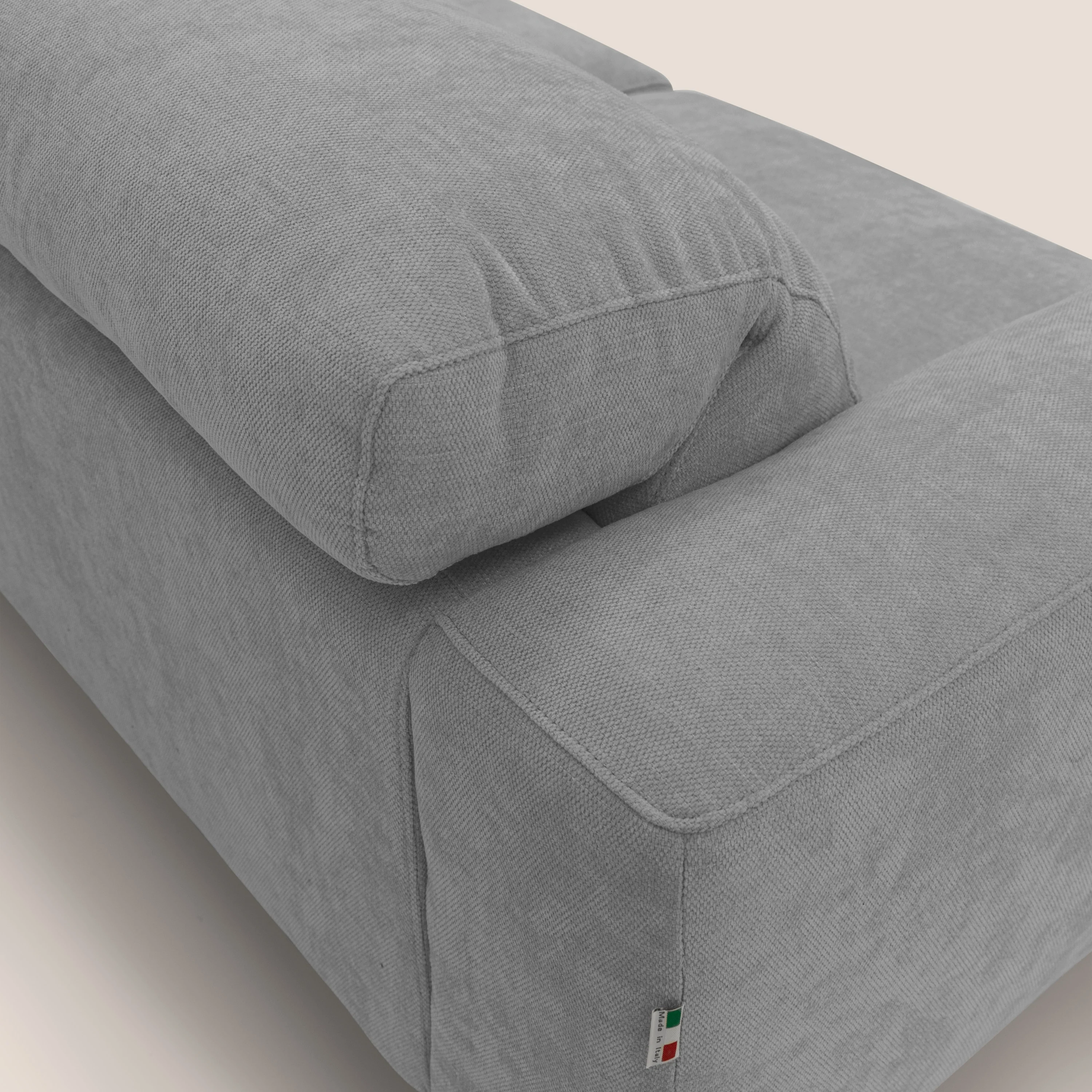 Sakura Canapé d'angle RÉVERSIBLE et modulable en tissu doux et imperméable T14 gris clair - Image 8
