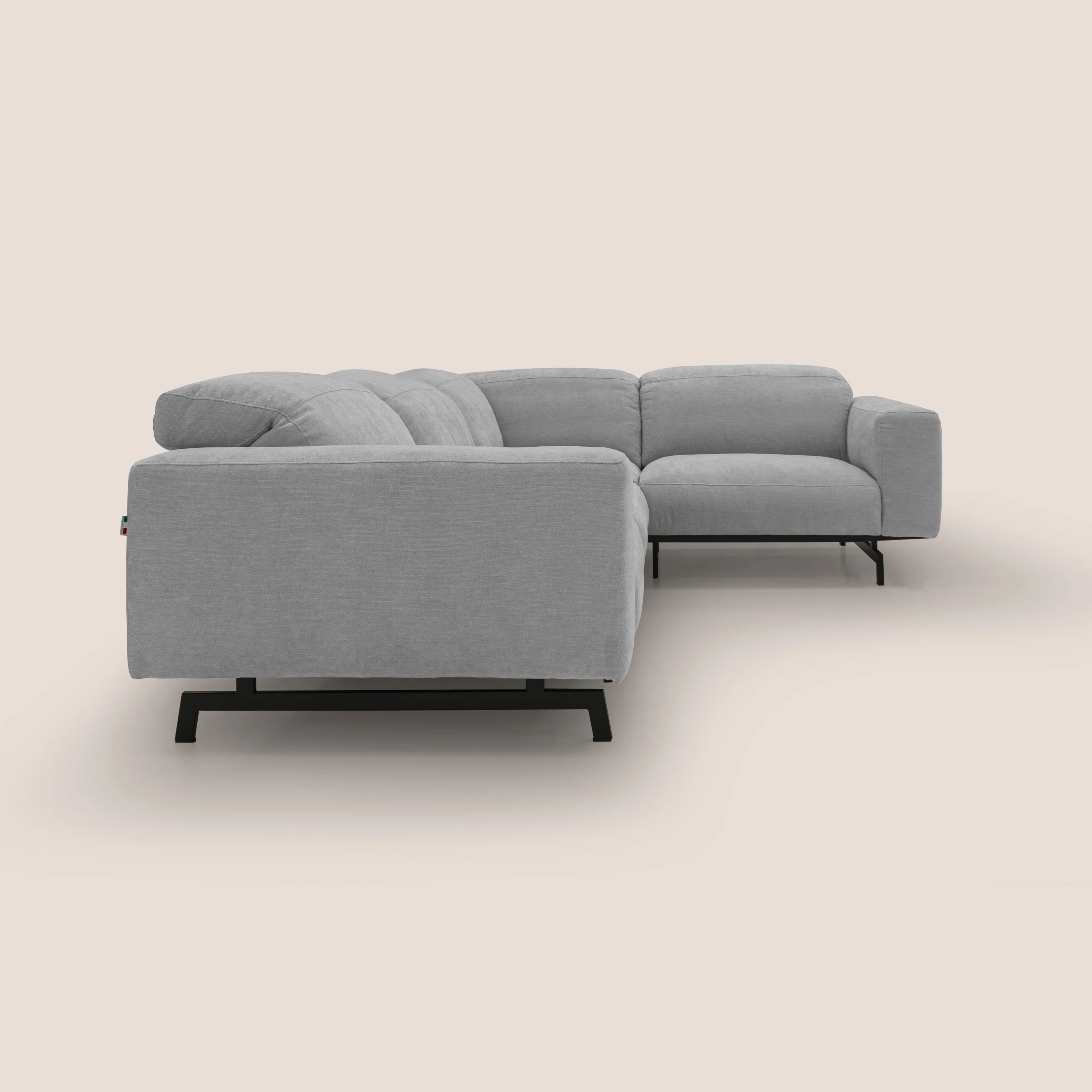 Sakura Canapé d'angle RÉVERSIBLE et modulable en tissu doux et imperméable T14 gris clair - Image 9