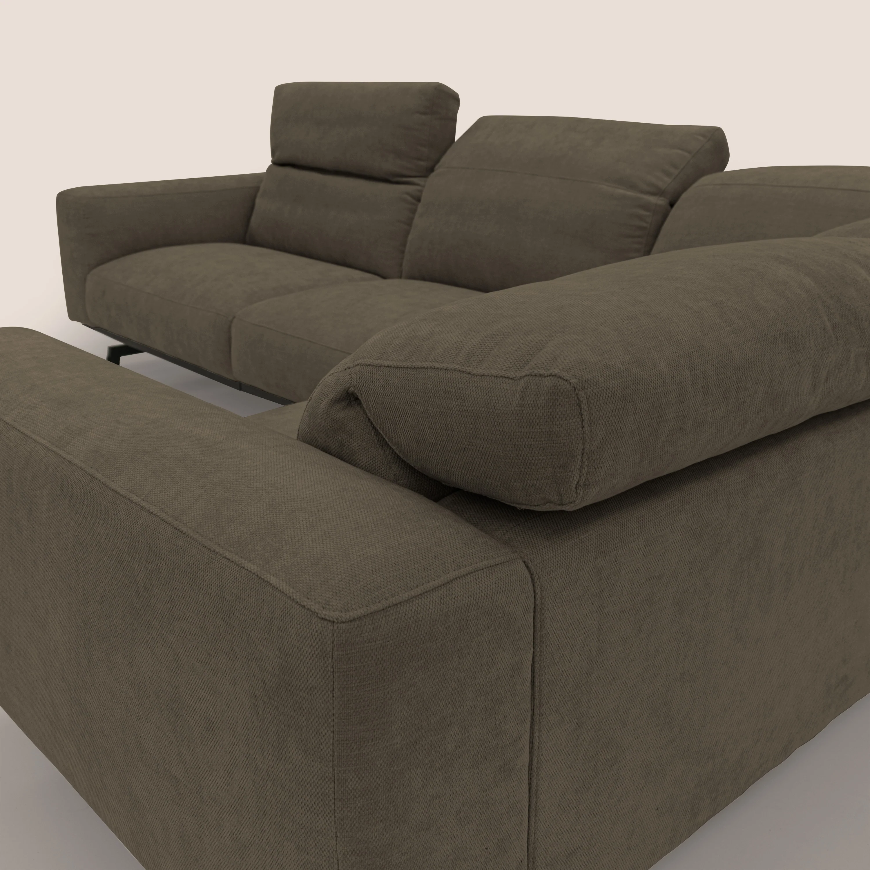 Sakura Canapé d'angle RÉVERSIBLE et modulable en tissu doux et imperméable T14 marron - Image 11