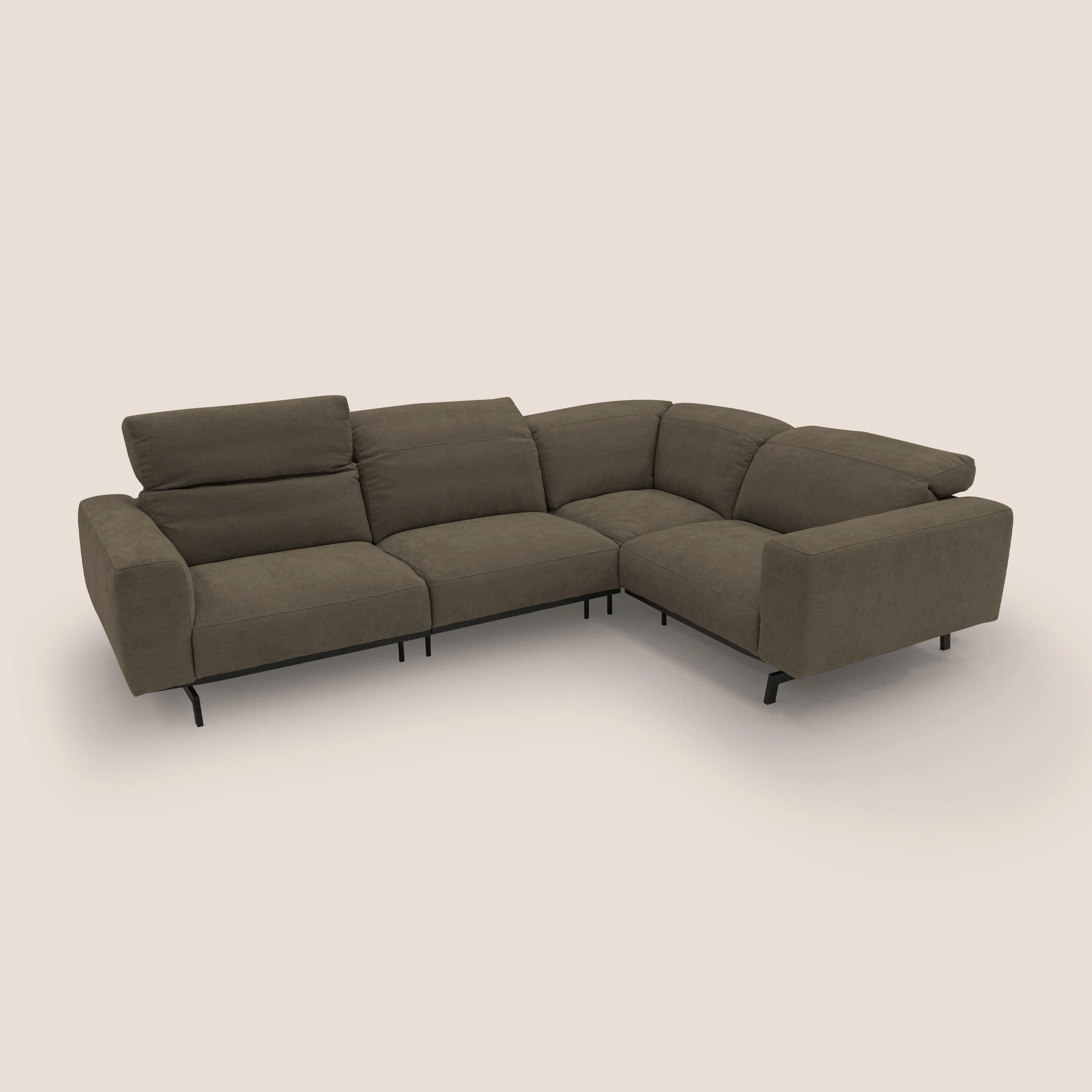 Sakura Canapé d'angle RÉVERSIBLE et modulable en tissu doux et imperméable T14 marron - Image 12