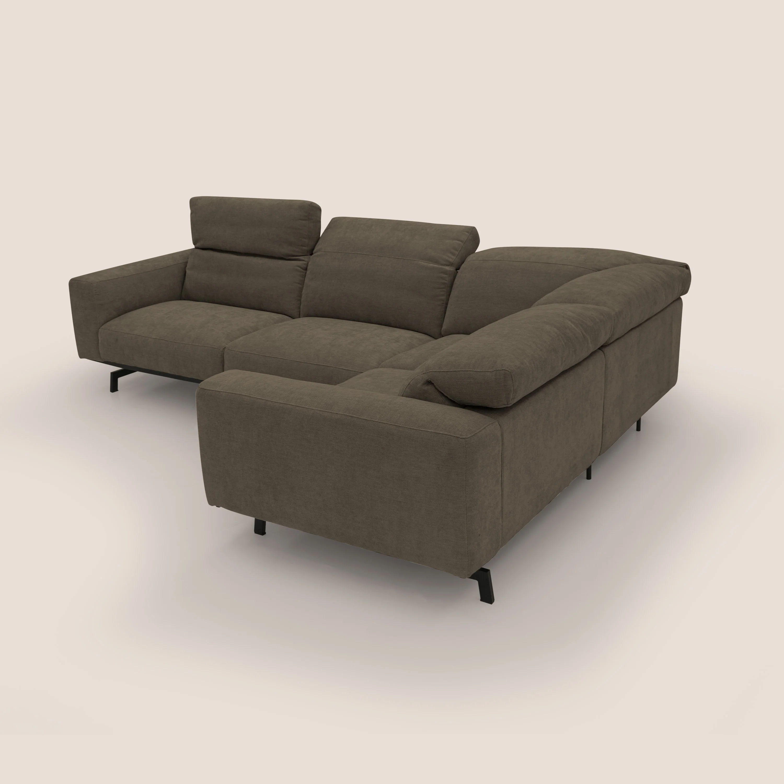 Sakura Canapé d'angle RÉVERSIBLE et modulable en tissu doux et imperméable T14 marron - Image 13