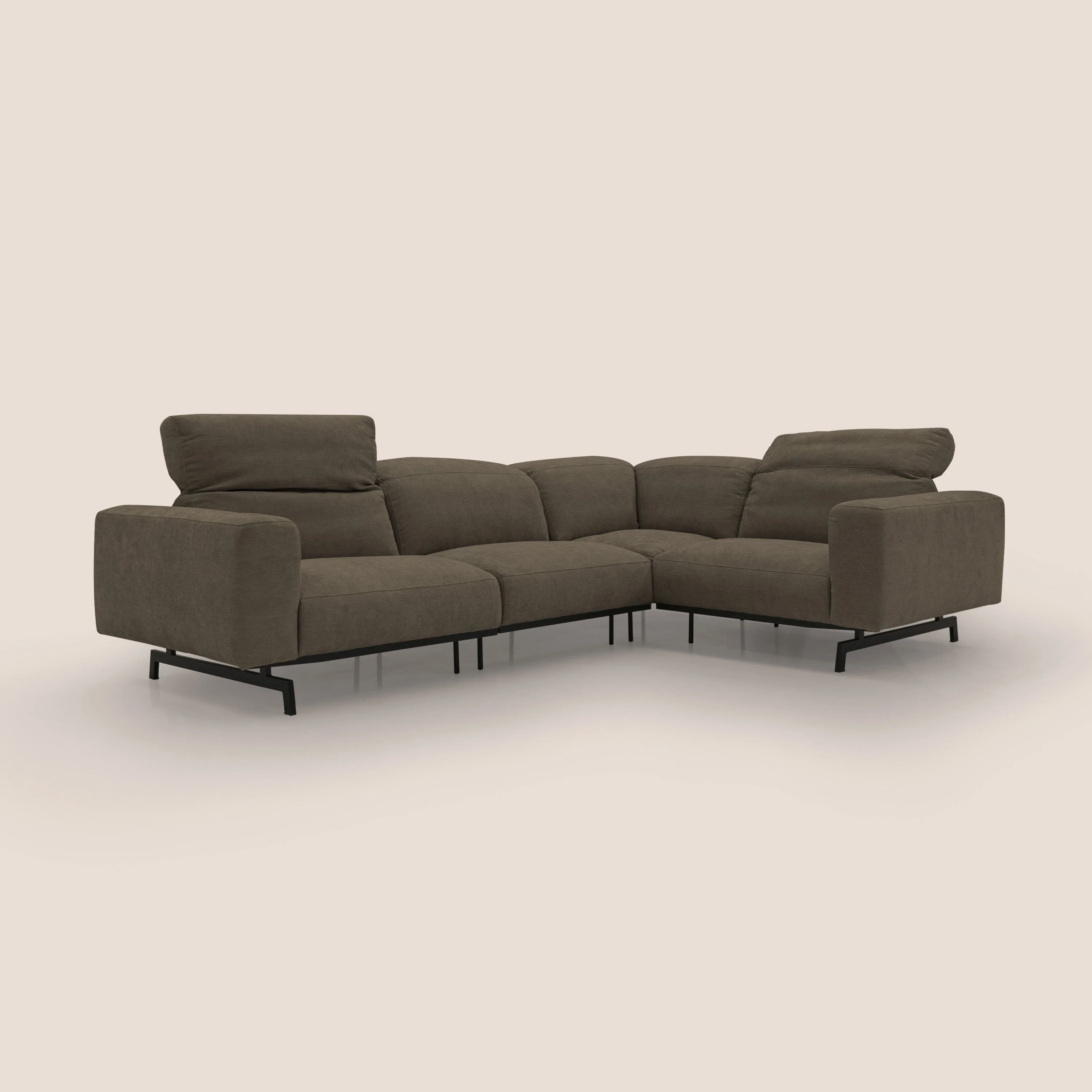 Sakura Canapé d'angle RÉVERSIBLE et modulable en tissu doux et imperméable T14 marron - Image 2