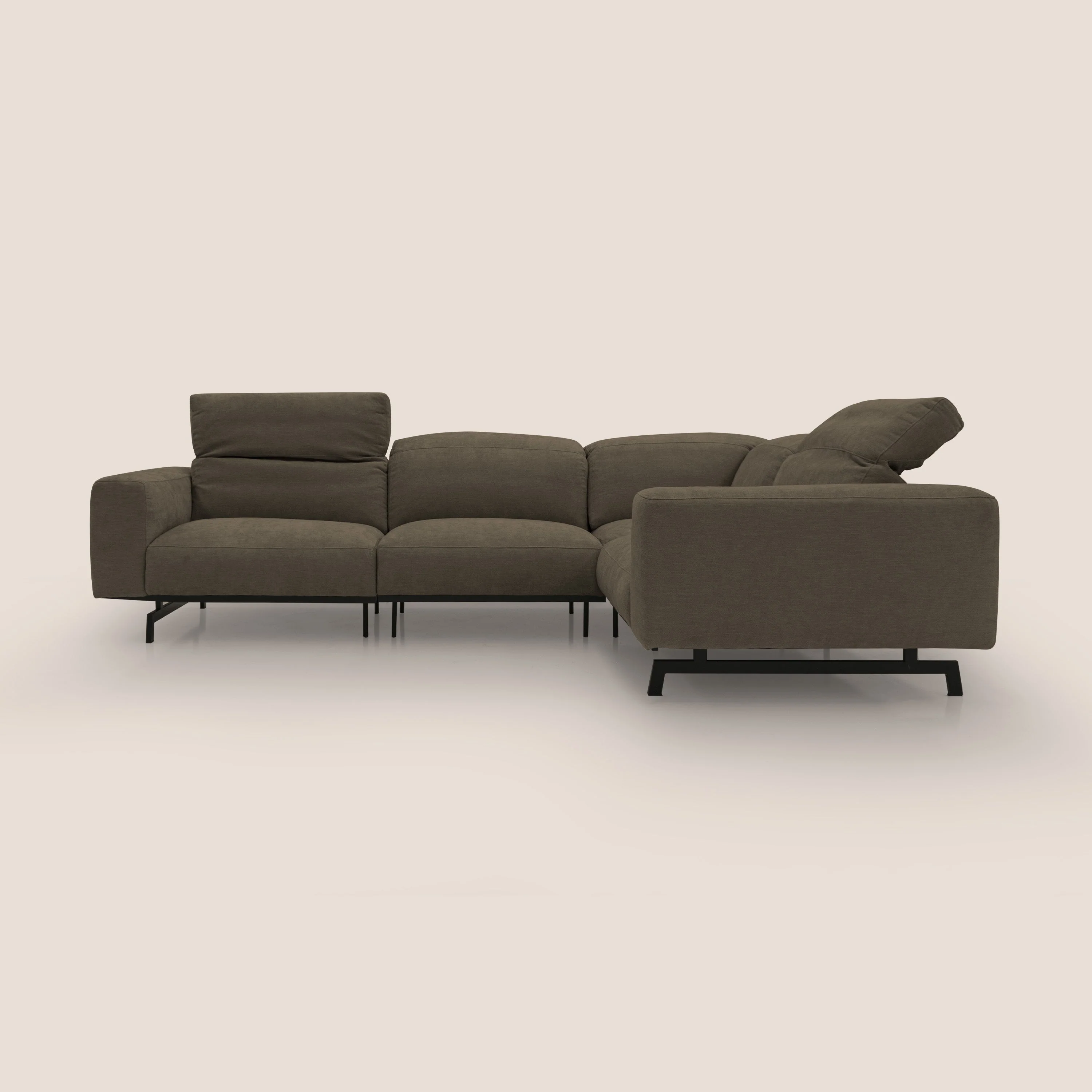Sakura Canapé d'angle RÉVERSIBLE et modulable en tissu doux et imperméable T14 marron - Image 5