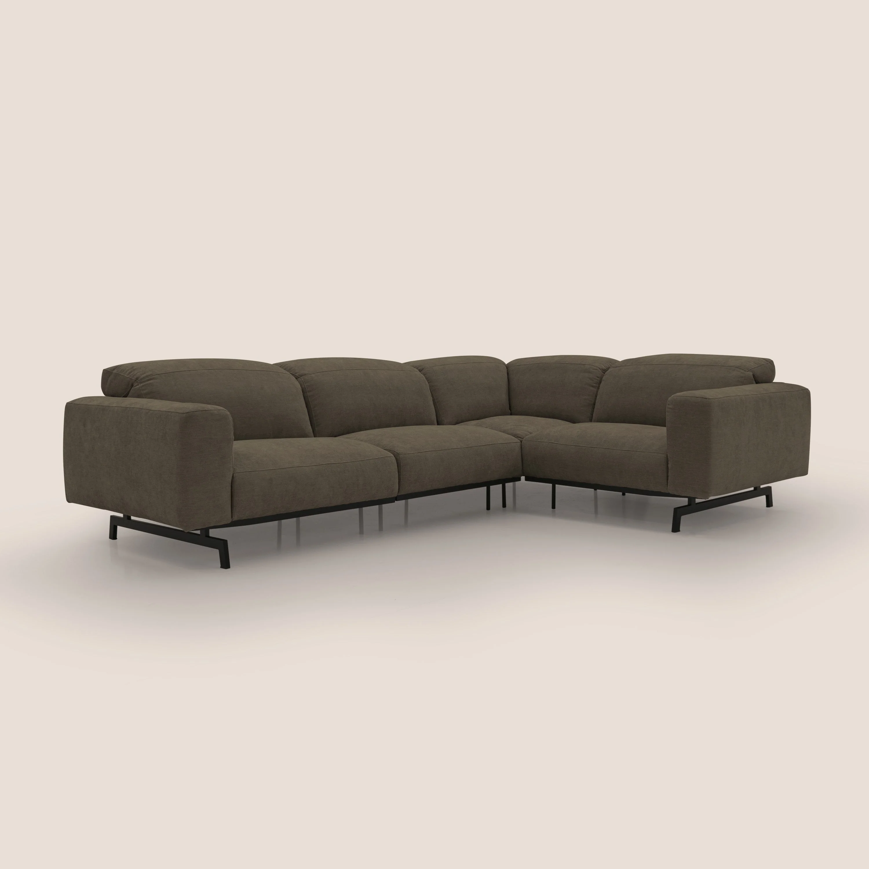 Sakura Canapé d'angle RÉVERSIBLE et modulable en tissu doux et imperméable T14 marron - Image 6