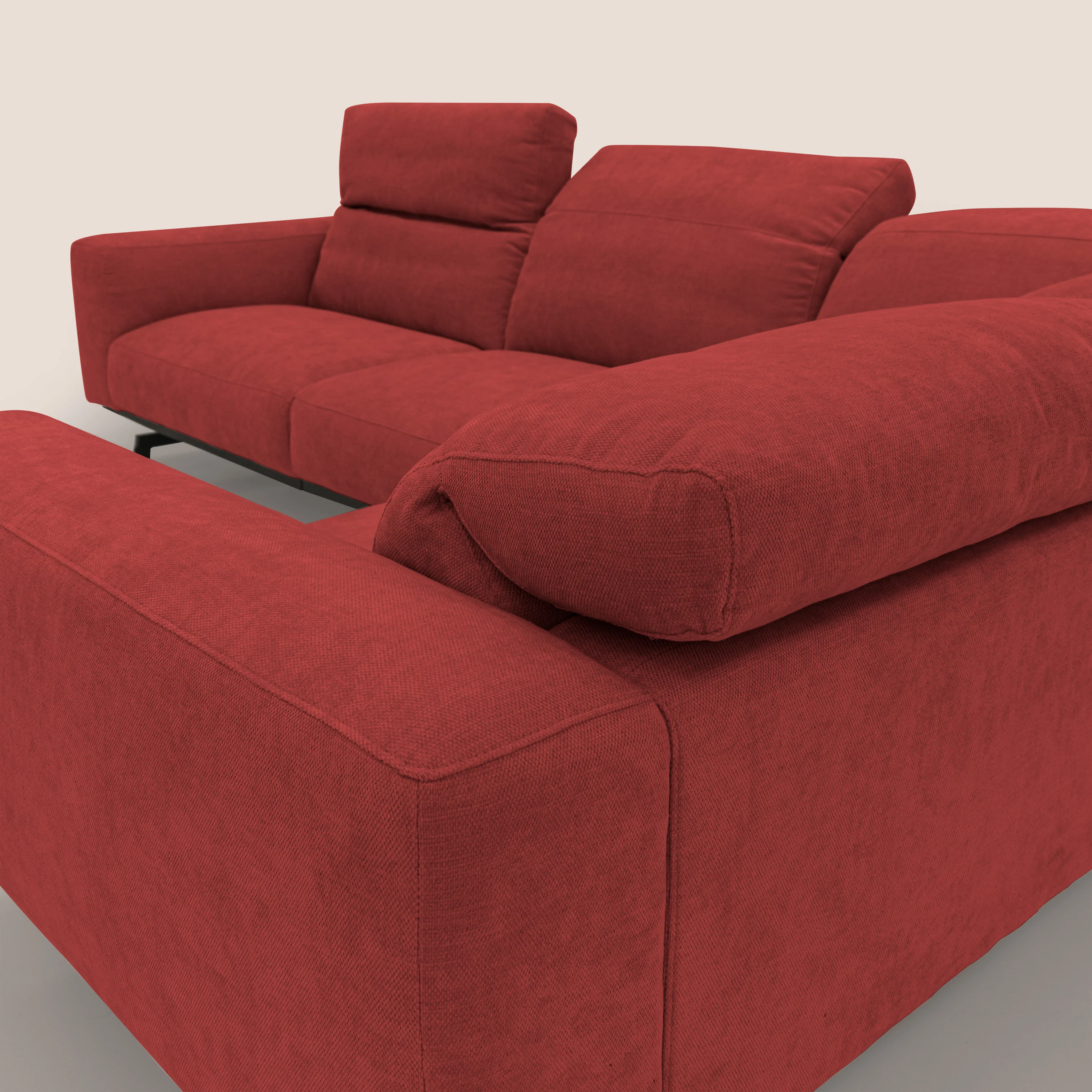 Sakura Canapé d'angle RÉVERSIBLE et modulable en tissu doux et imperméable T14 rouge - Image 11
