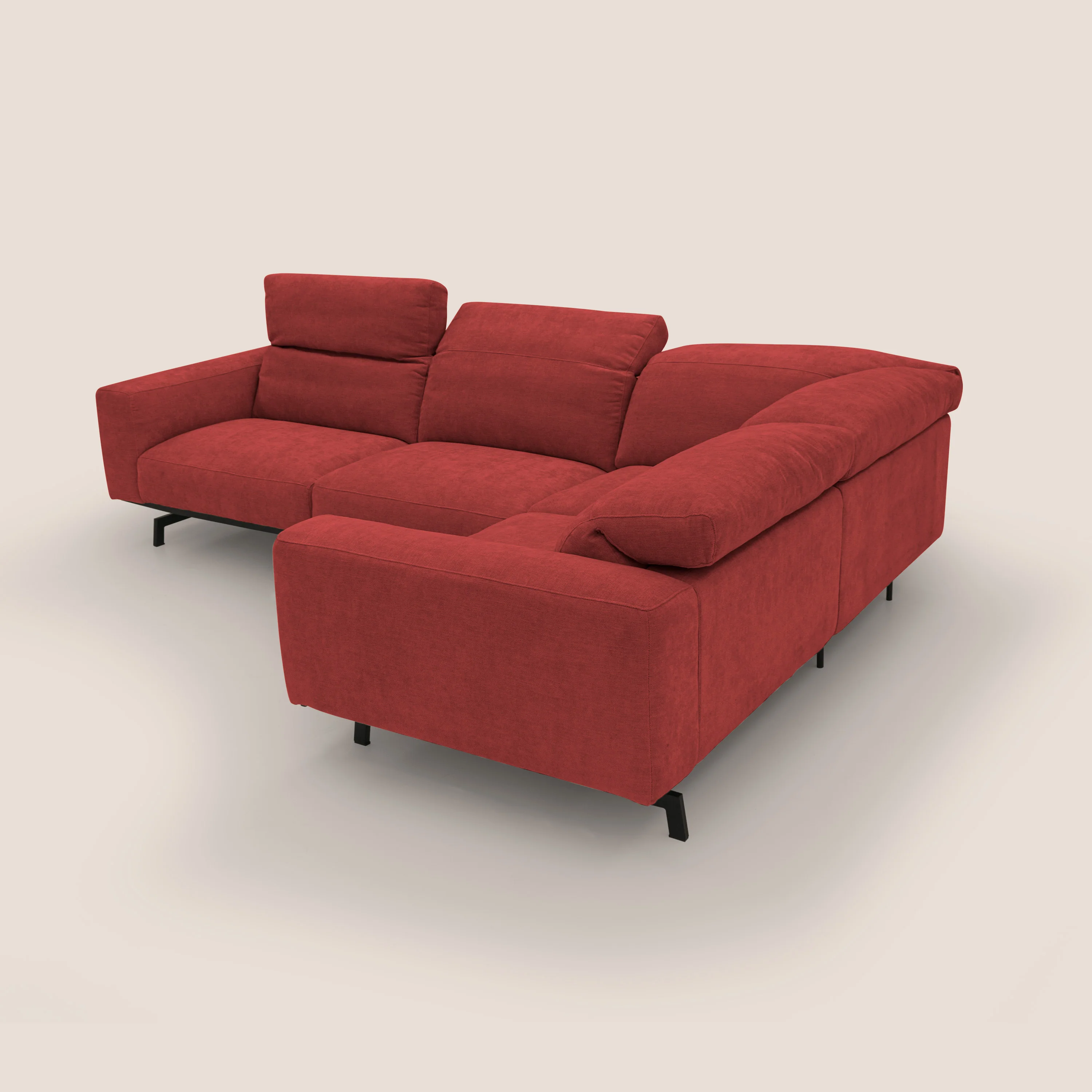 Sakura Canapé d'angle RÉVERSIBLE et modulable en tissu doux et imperméable T14 rouge - Image 13