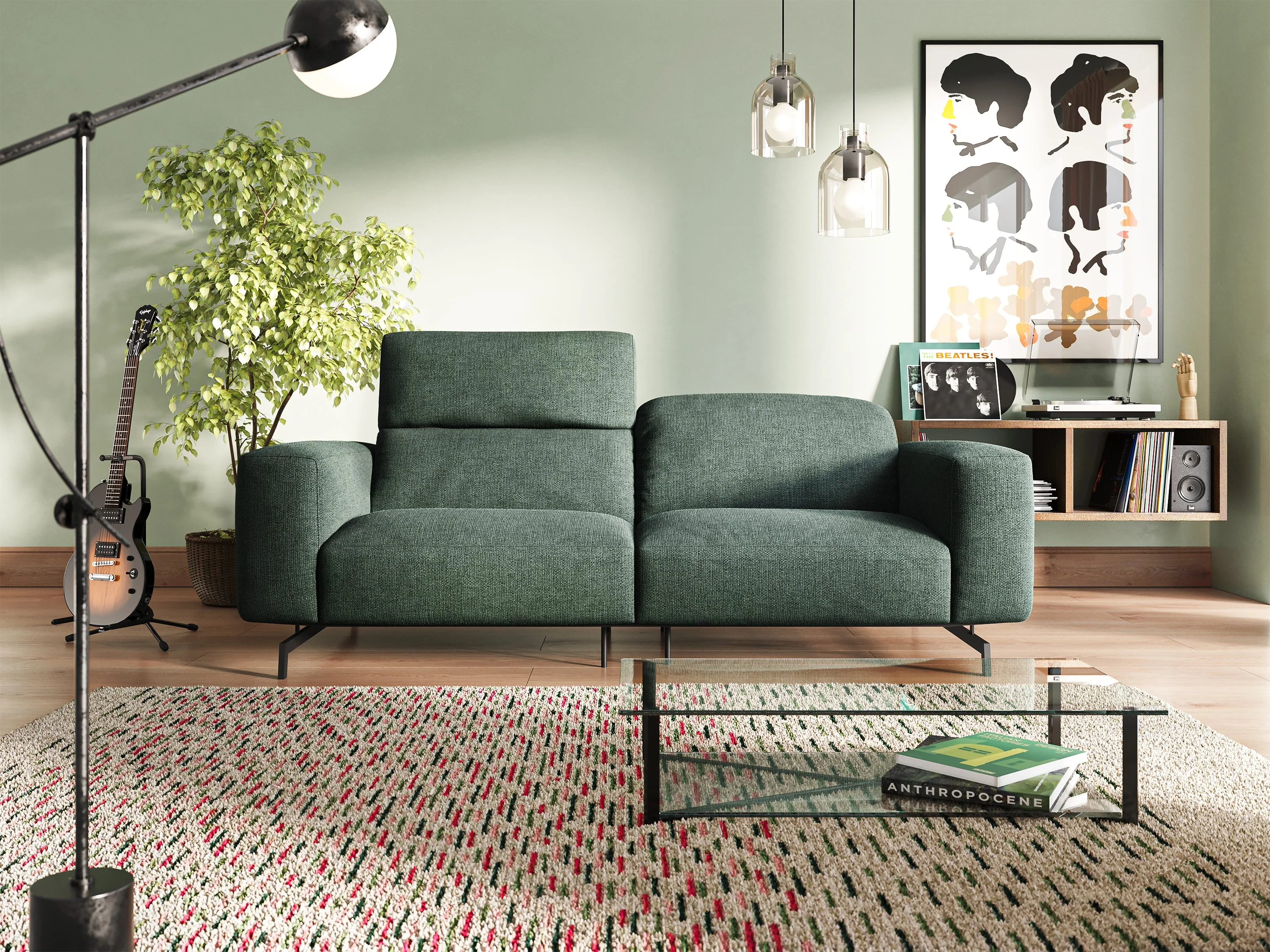 Sakura Canapé modulable en tissu flammé doux et imperméable T14 vert - Image 2