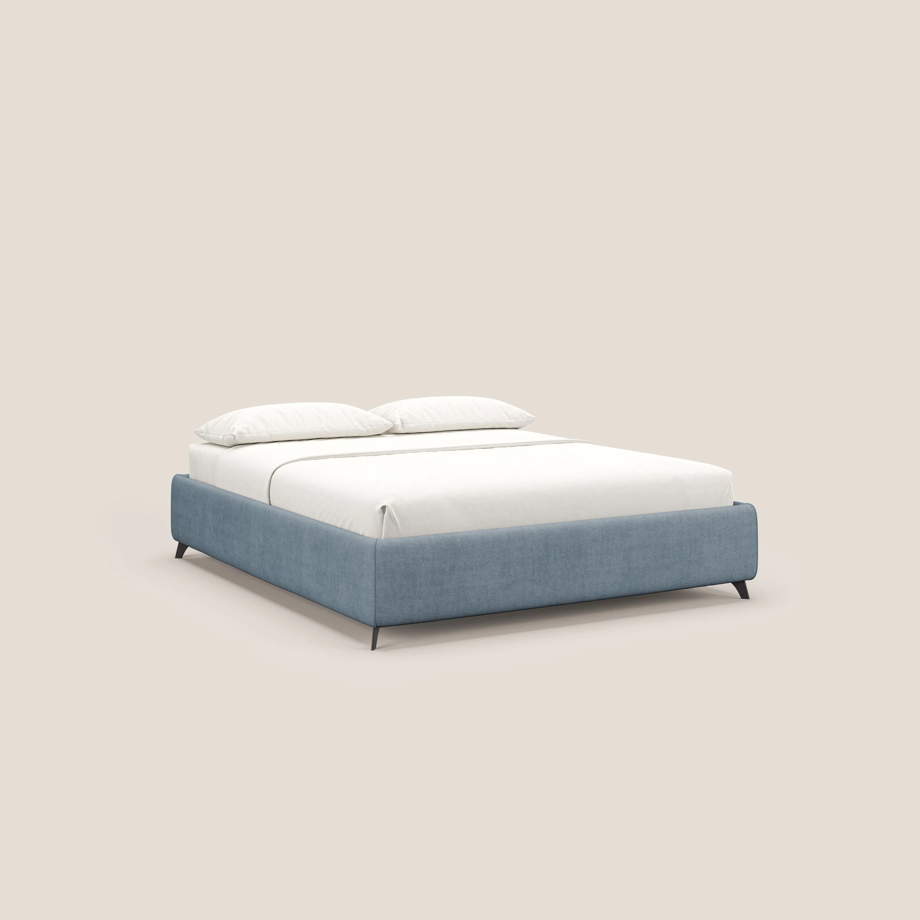Sara sommier avec rangement en tissu imperméable T02 bleu gris