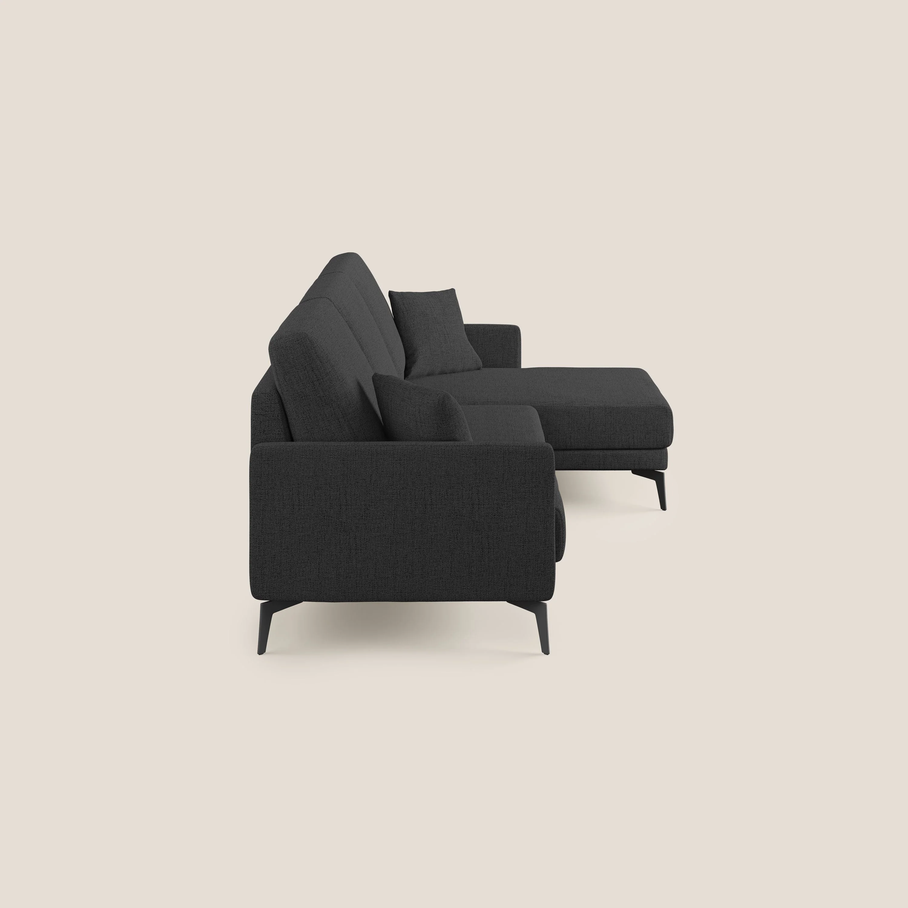 Saturno canapé d'angle moderne en tissu doux imperméable T03 anthracite - Image 3