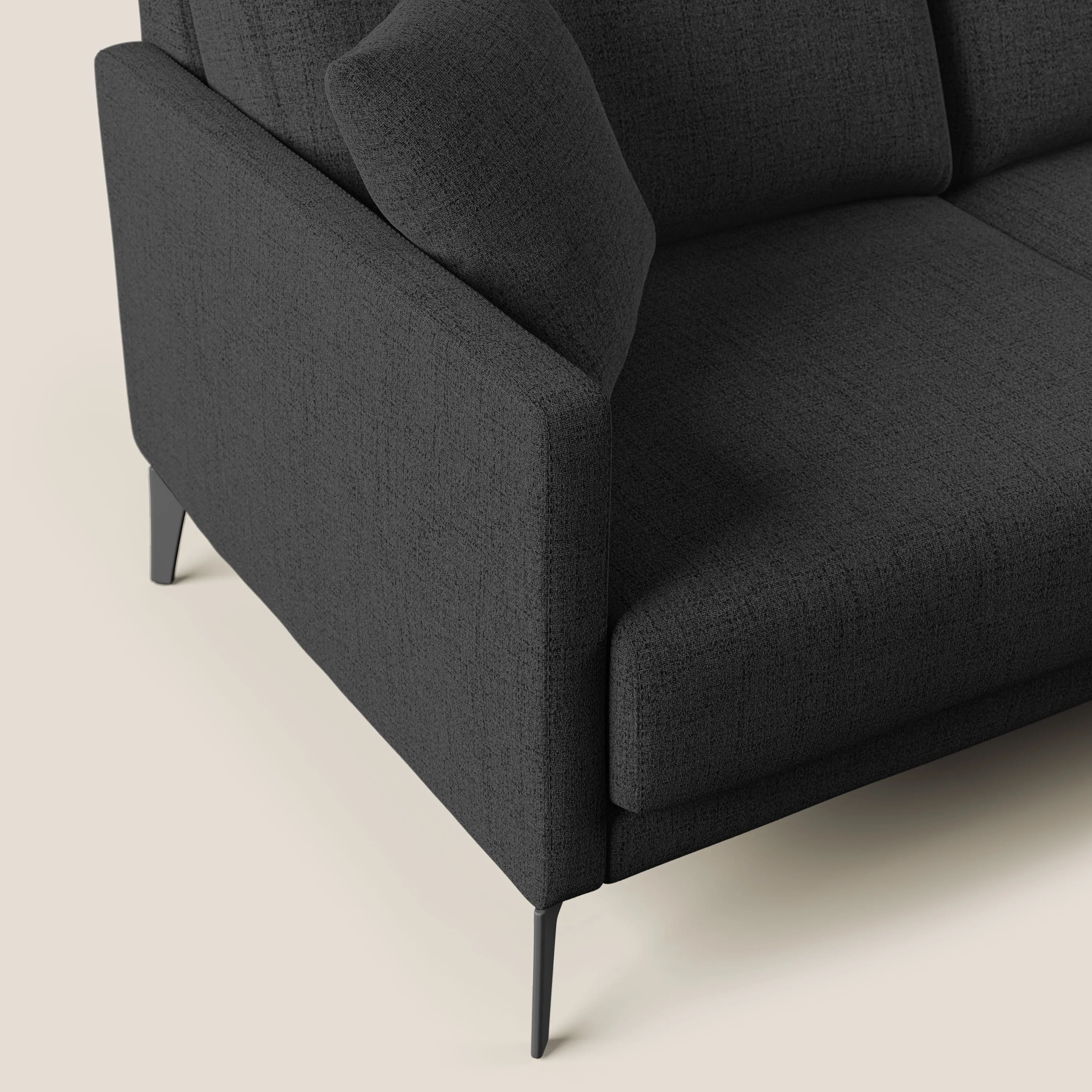 Saturno canapé d'angle moderne en tissu doux imperméable T03 anthracite - Image 8