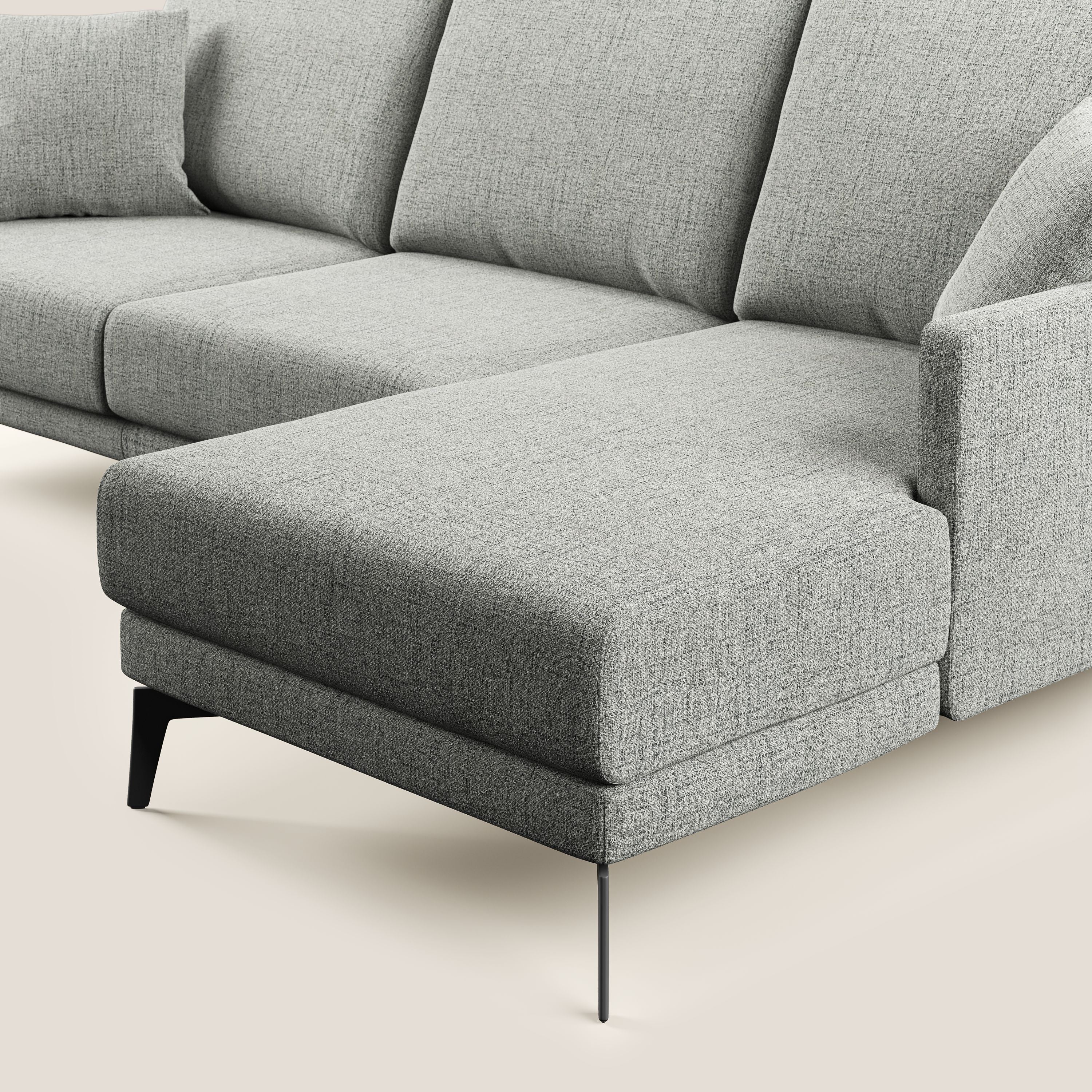 Saturno canapé d'angle moderne en tissu doux imperméable T03 gris clair - Image 6