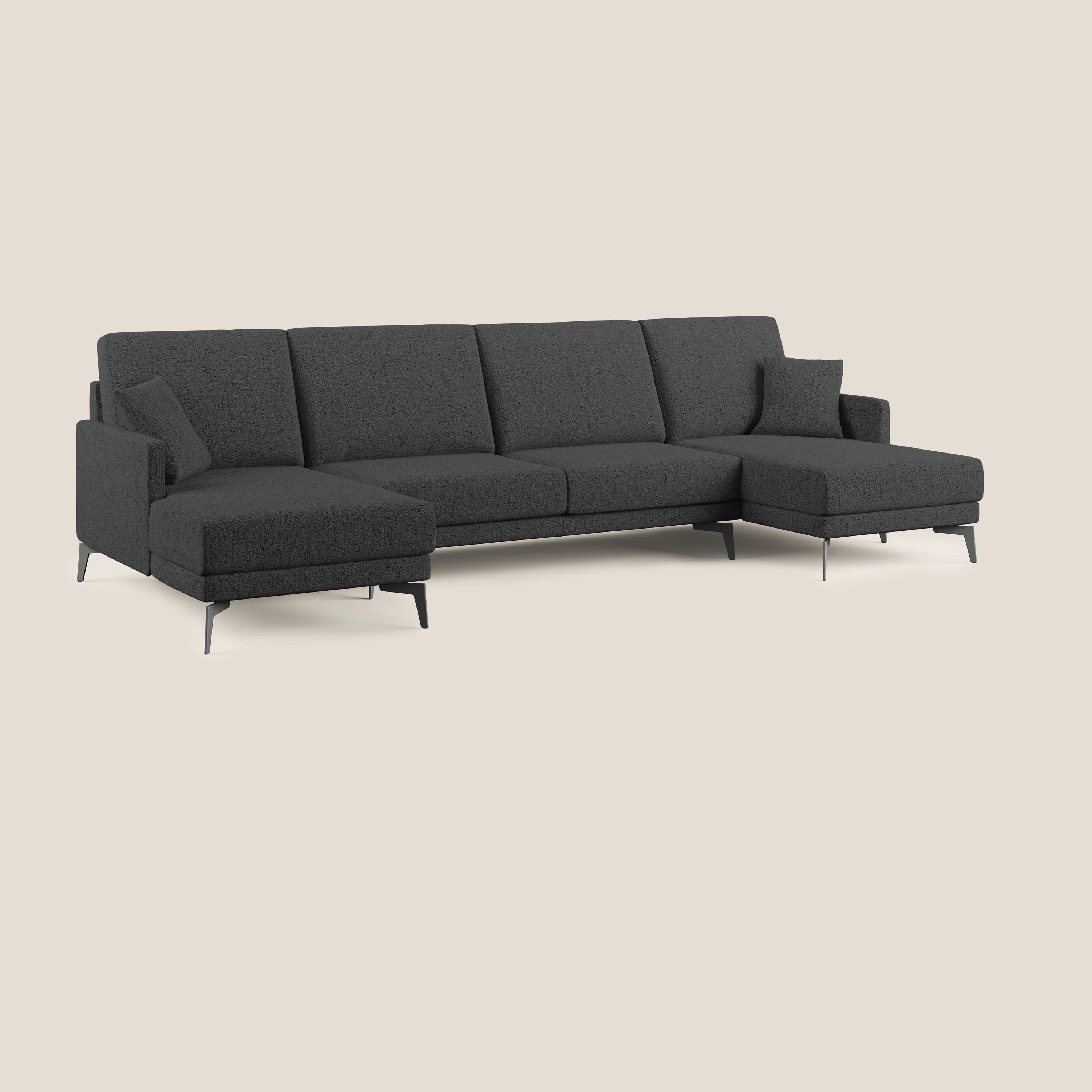 Saturno canapé panoramique moderne en tissu doux imperméable T03 anthracite - Image 2