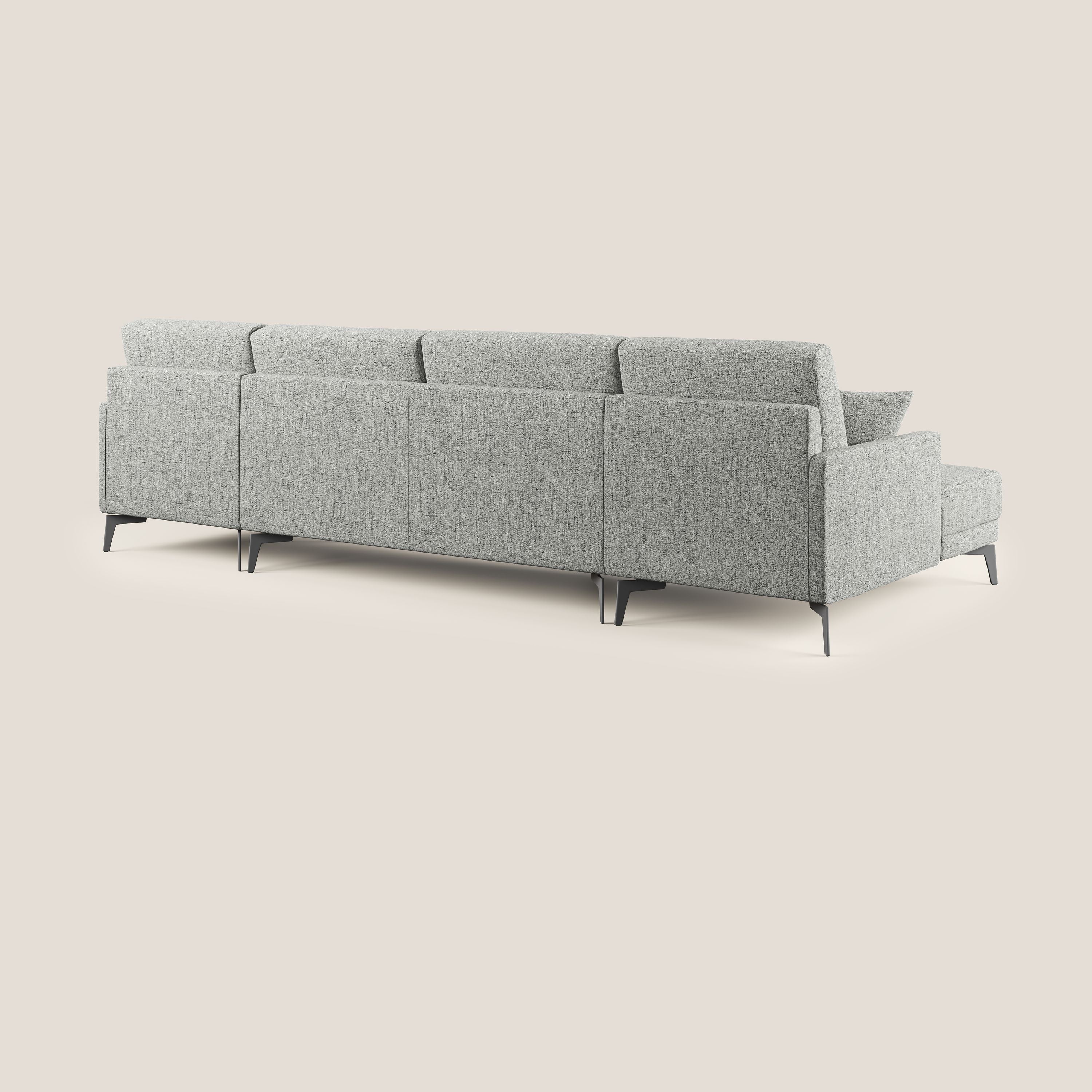 Saturno canapé panoramique moderne en tissu doux imperméable T03 gris clair - Image 4